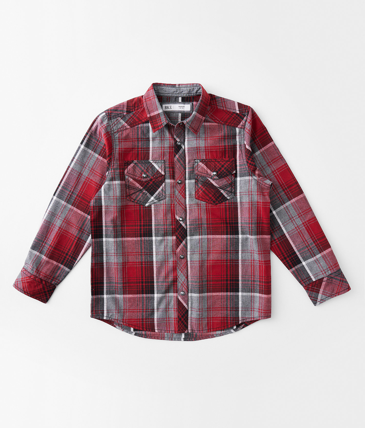 Boys - BKE Plaid Shirt - Boy's Shirts in Red Black White