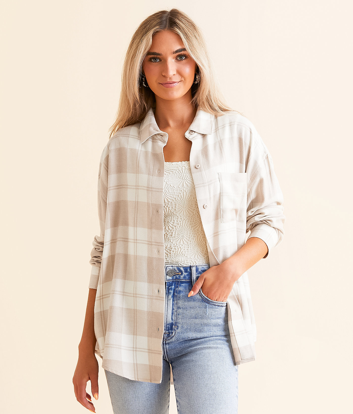 Z Supply River Plaid Shirt - Women's Shirts & Blouses in Putty