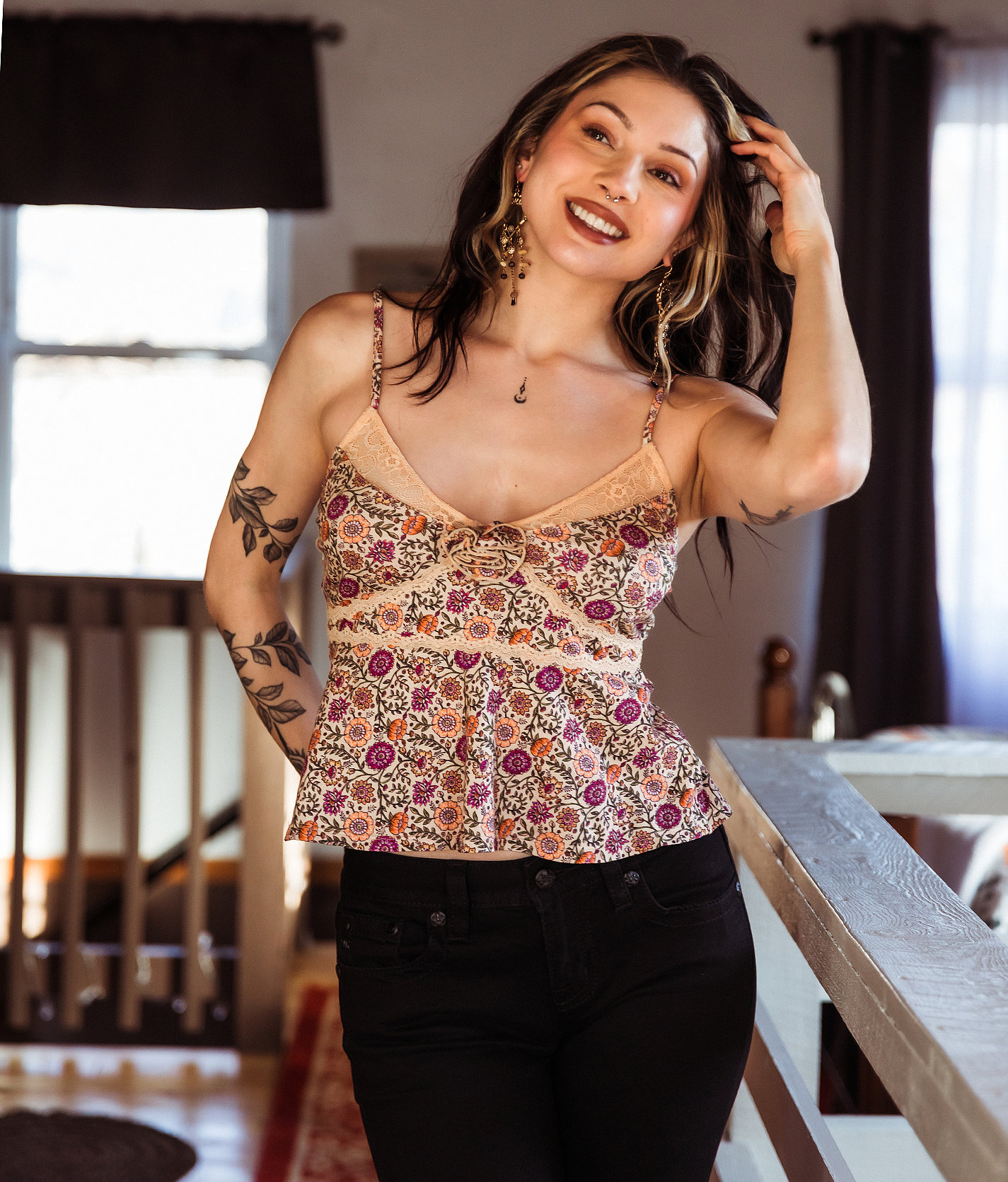 Gimmicks Rosette Lace Tank Top - Women's Tank Tops in Multi