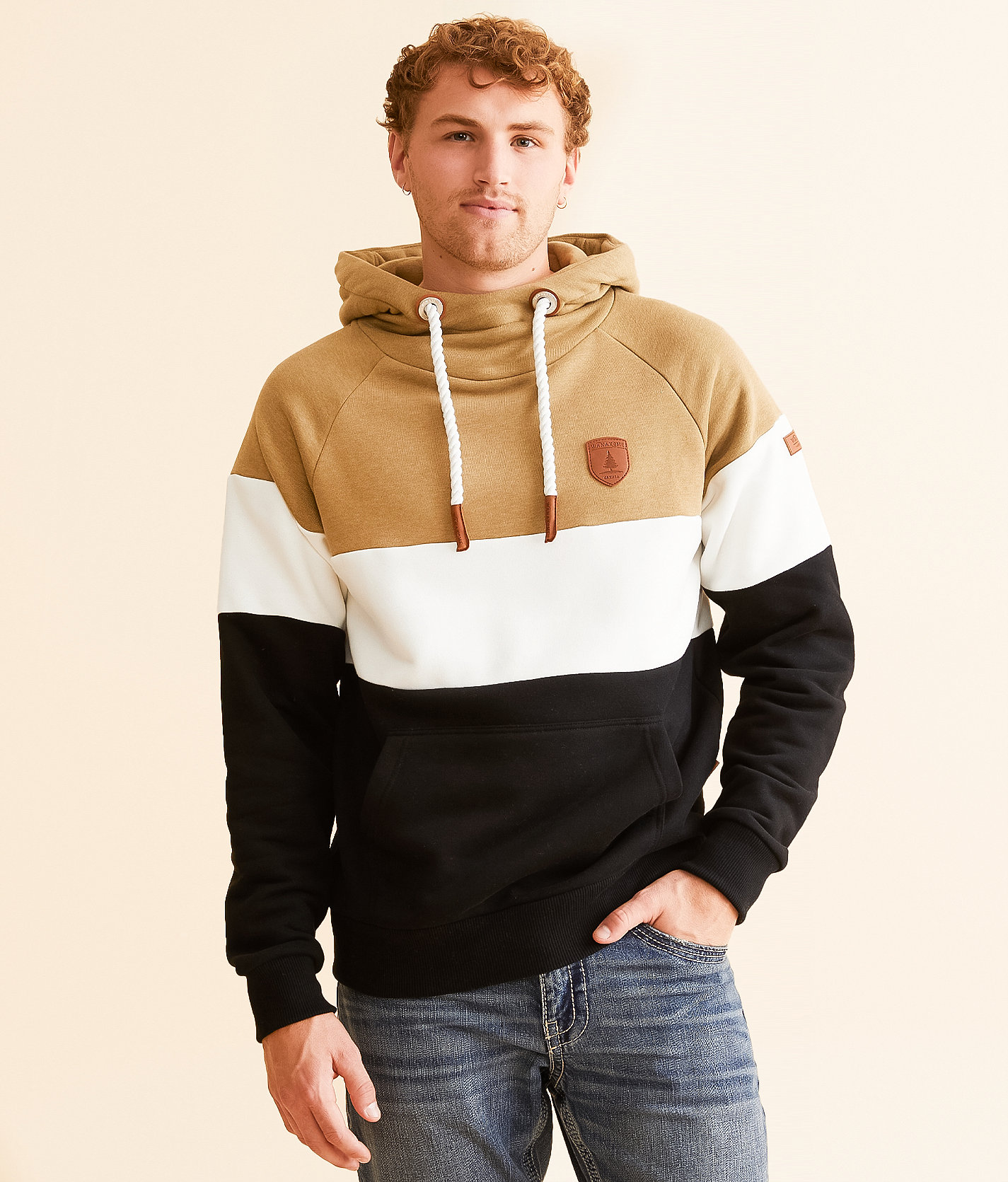 Wanakome Xander Hooded Sweatshirt - Men's Sweatshirts in Nut Ivory Black