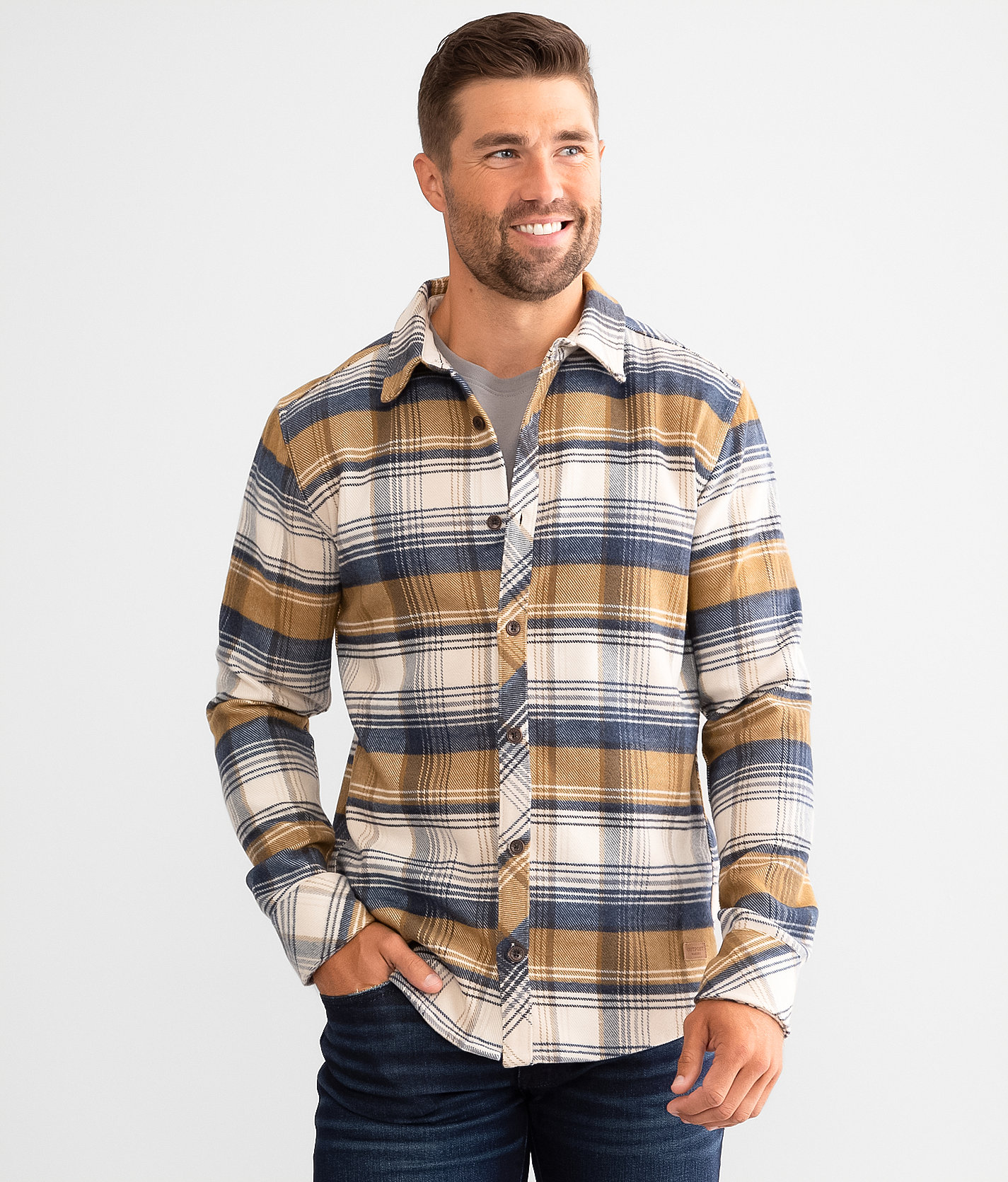 Outpost Makers Plaid Shirt - Men's Shirts in Cream Navy