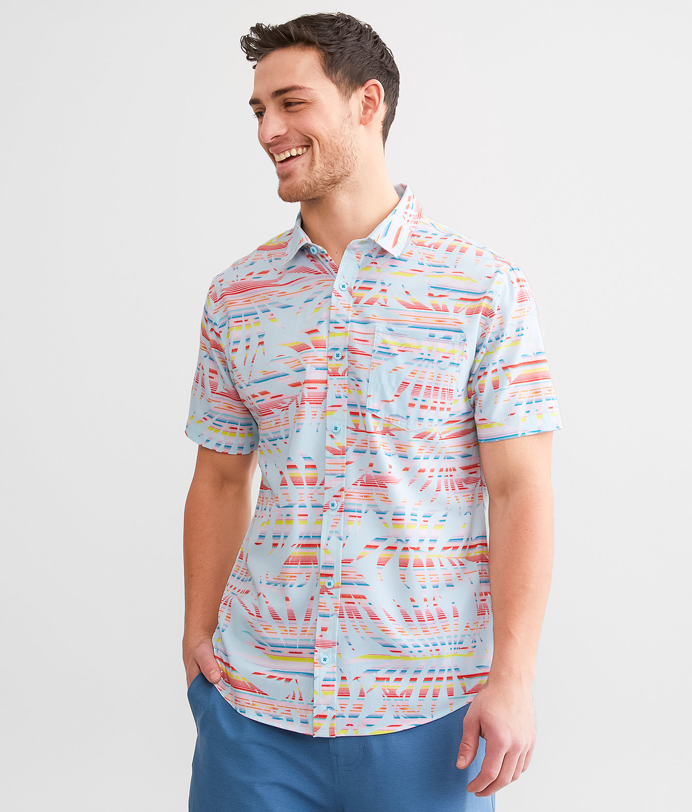 Departwest Tropical Performance Stretch Shirt - Men's Shirts in Light Blue