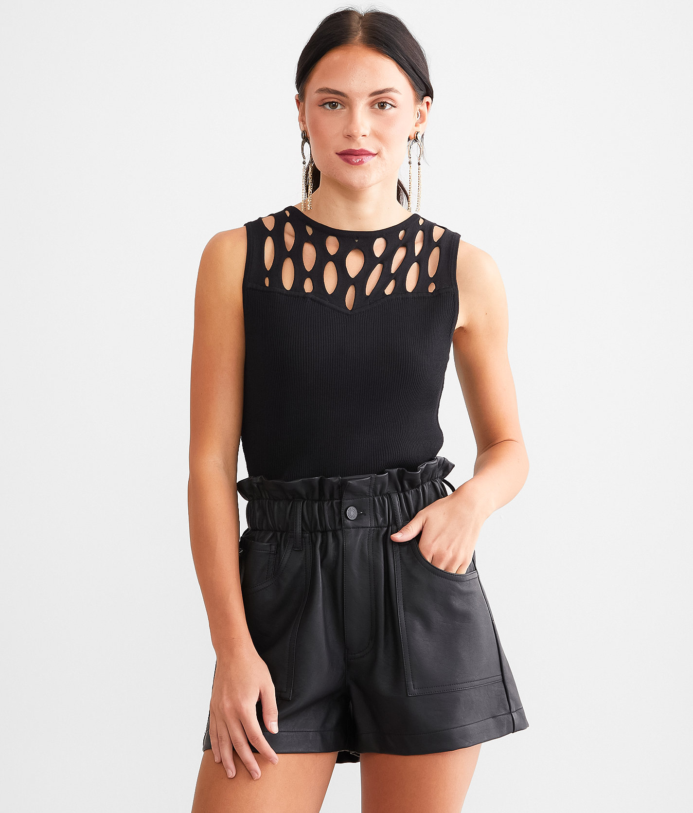 red by BKE Cut-Out Tank Top - Women's Tank Tops in Black