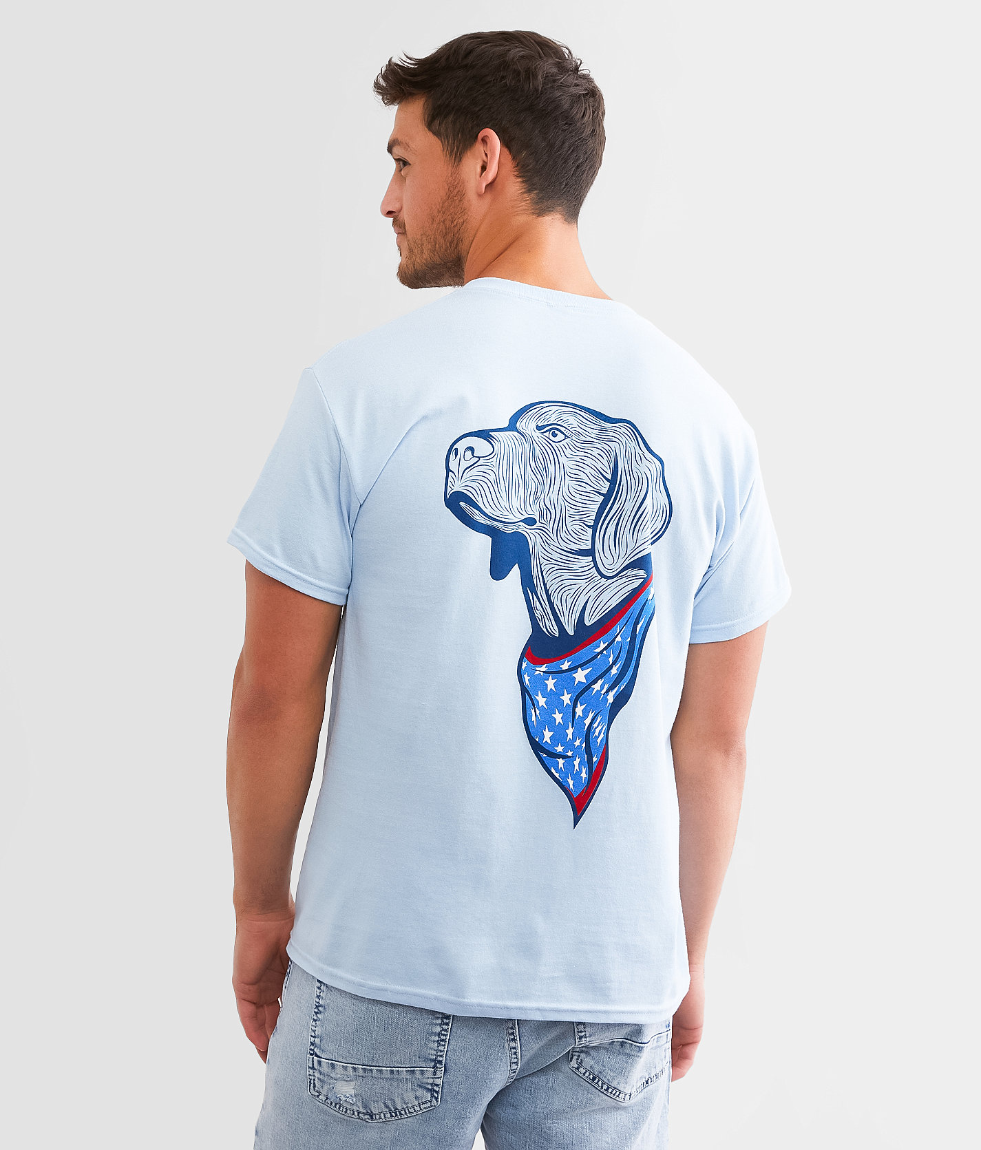 Brew City Busch Light® Patriotic Dog T-Shirt - Men's T-Shirts in Light Blue