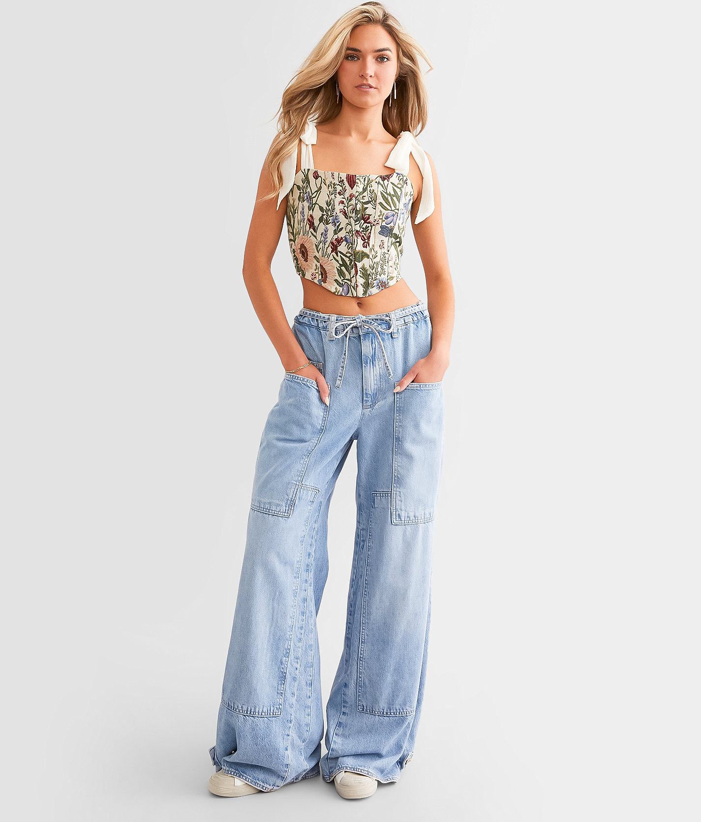 Free People CRVY Outlaw Wide Leg Jean - Women's Jeans in Drizzle