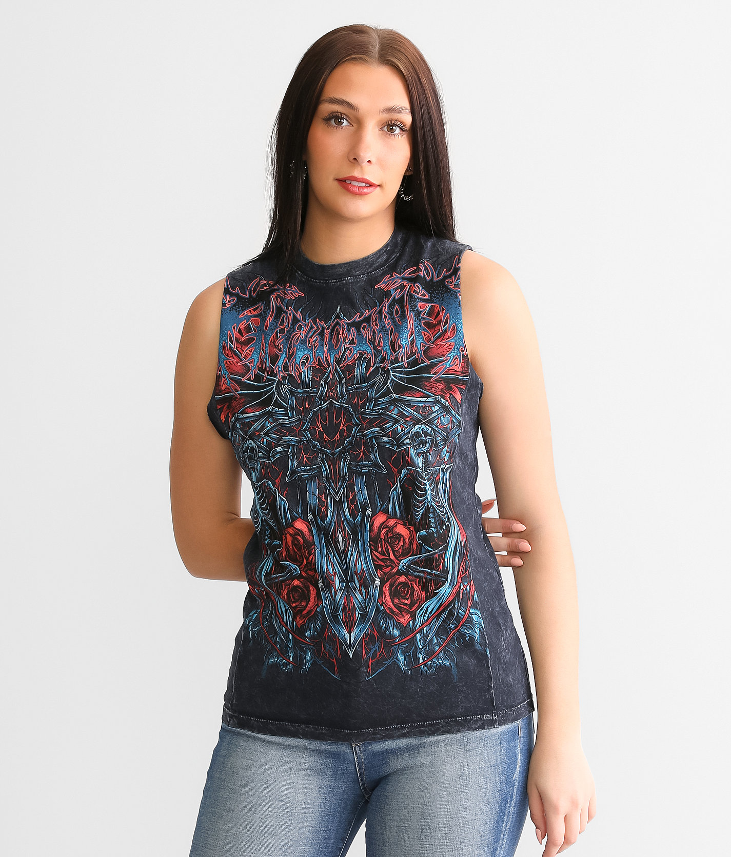 Affliction Infernal Savagery Tank Top - Women's Tank Tops in Black Lava Wash