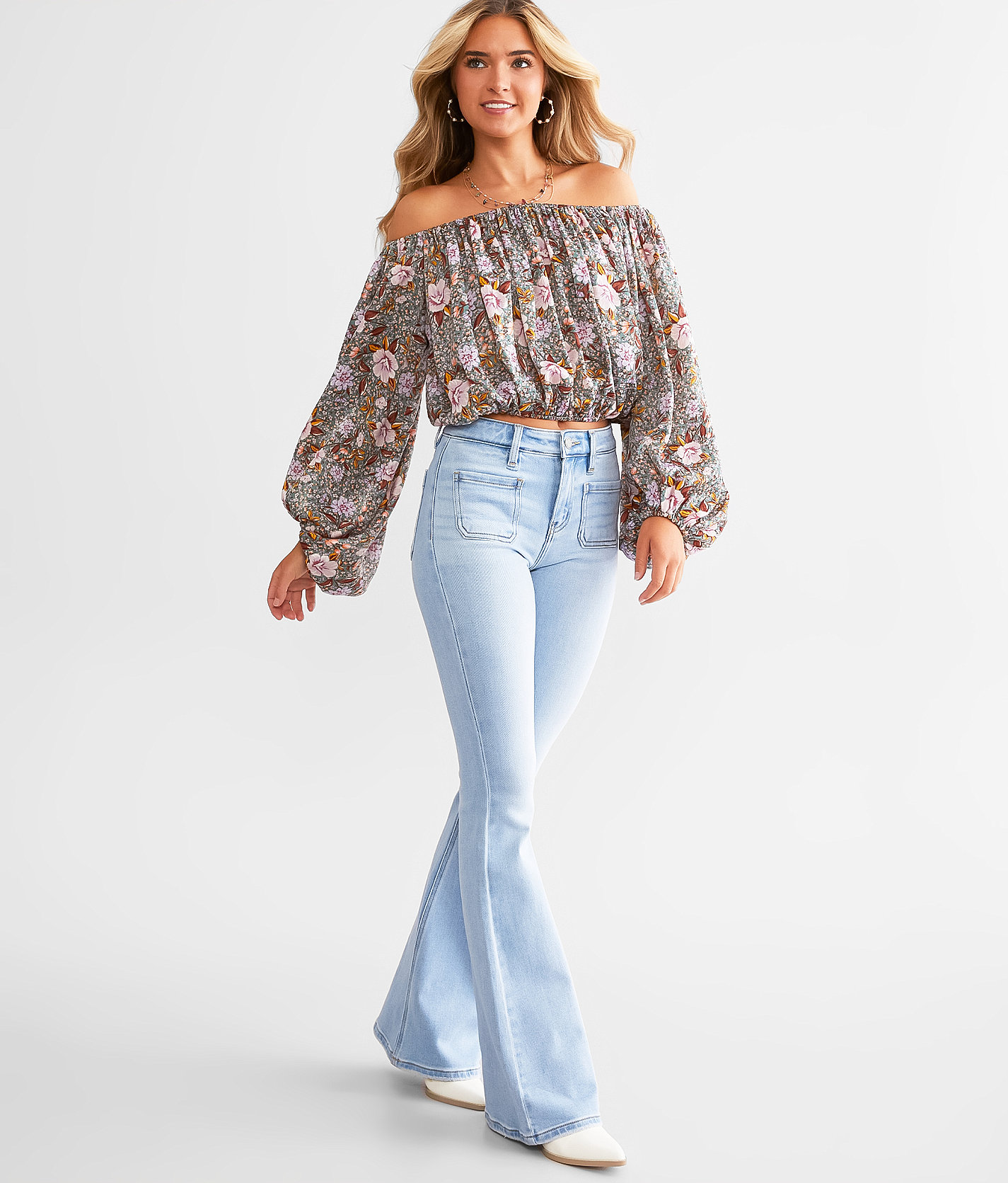 KanCan Signature High Rise Flare Stretch Jean - Women's Jeans in Susan