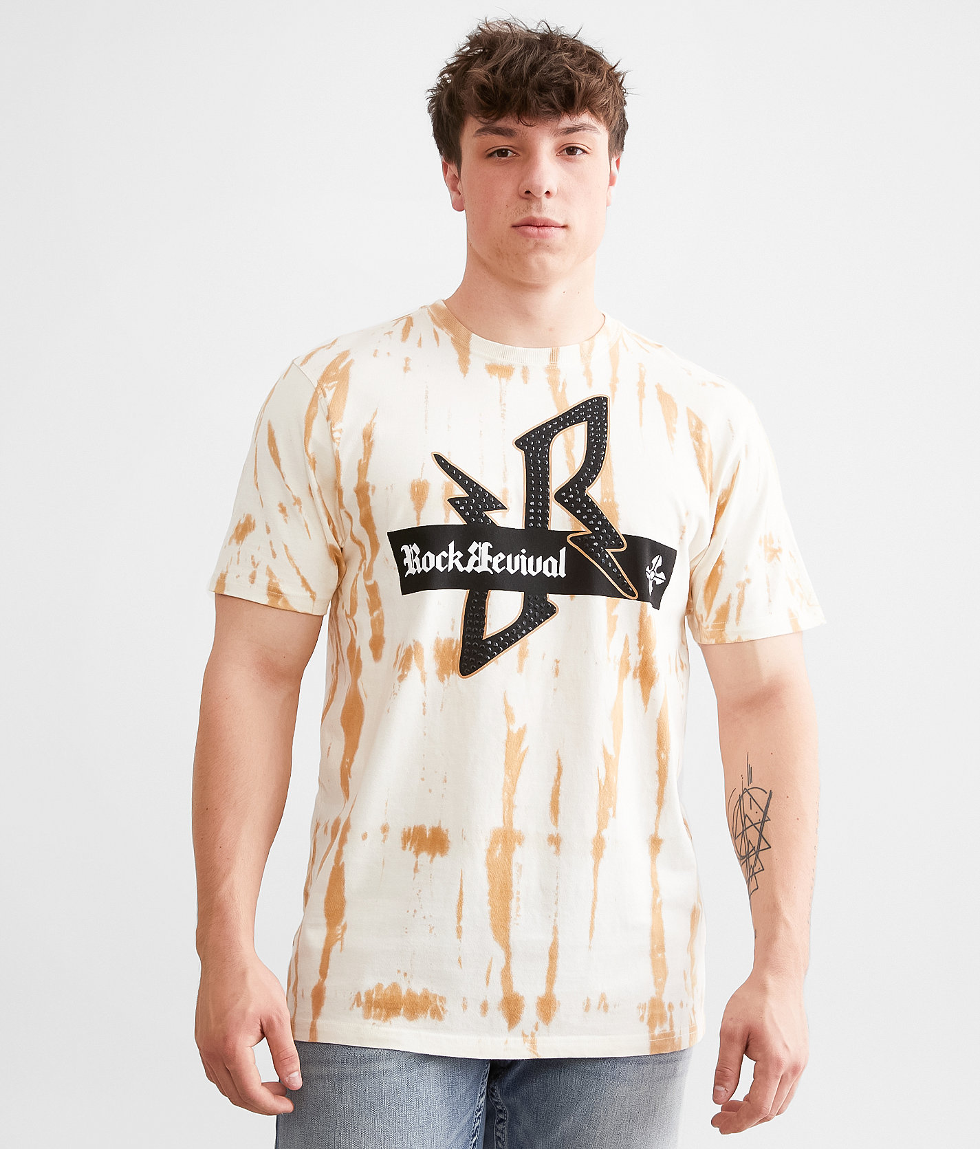 Rock Revival Baker T-Shirt - Men's T-Shirts in Tan Tie Dye