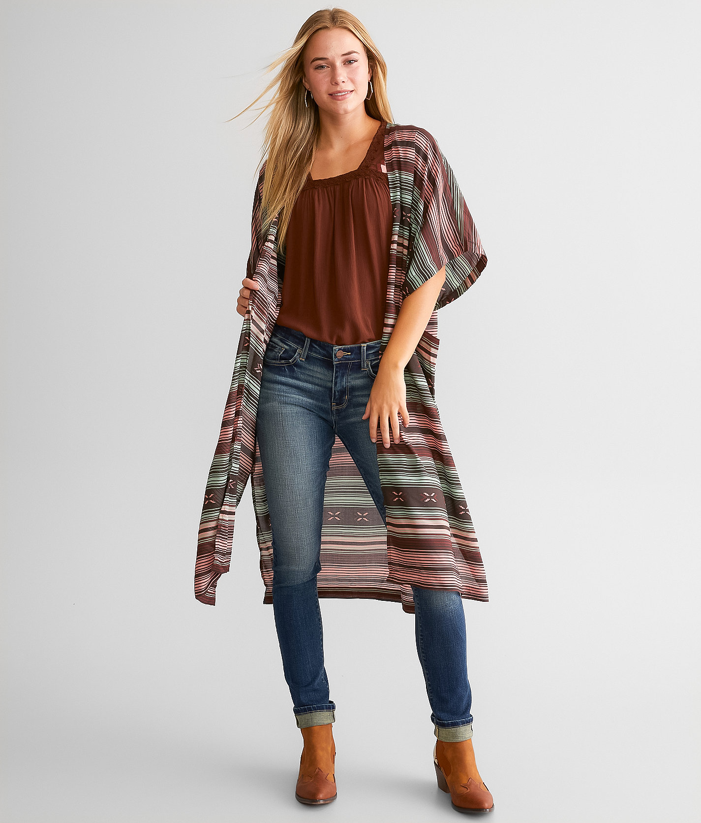 Ariat Picture Perfect Duster Kimono - Women's Kimonos in Southwest Serape Stripe