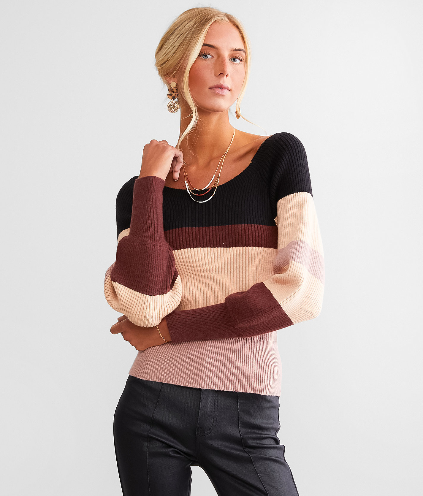 red by BKE Striped Sweater - Women's Sweaters in Multi