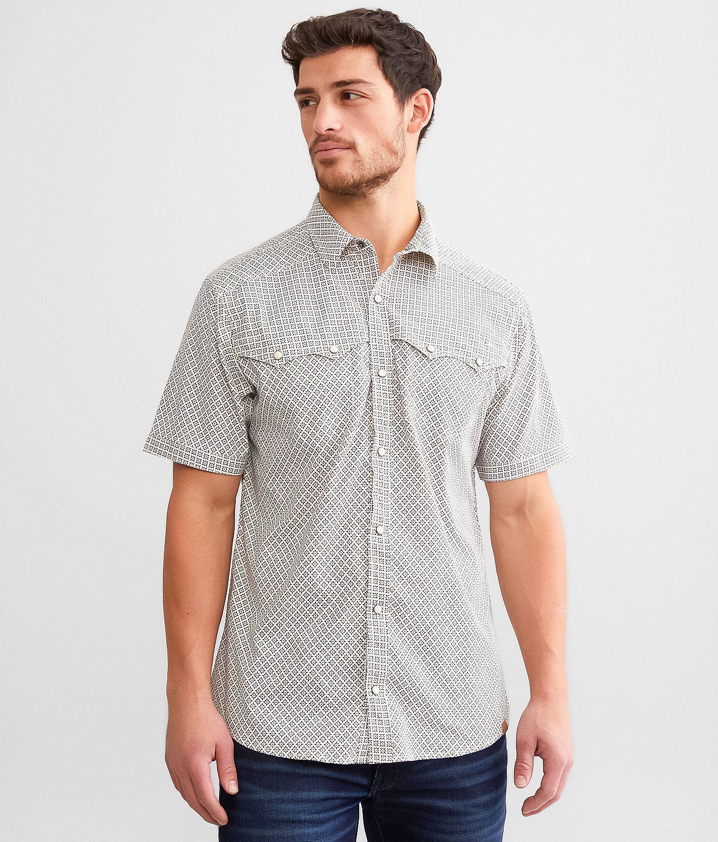 Gentry County Burst Athletic Performance Stretch Shirt - Men's Shirts in Cream Navy