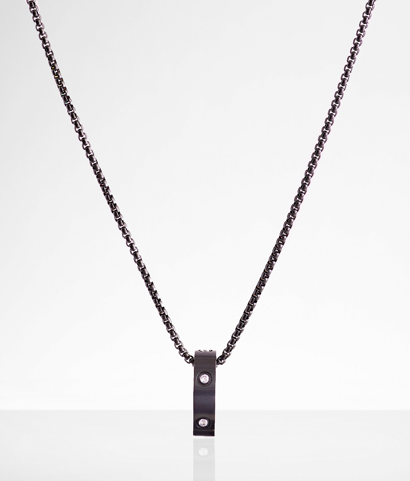 BKE Rhinestone Ring 24" Necklace - Men's Jewelry in Black