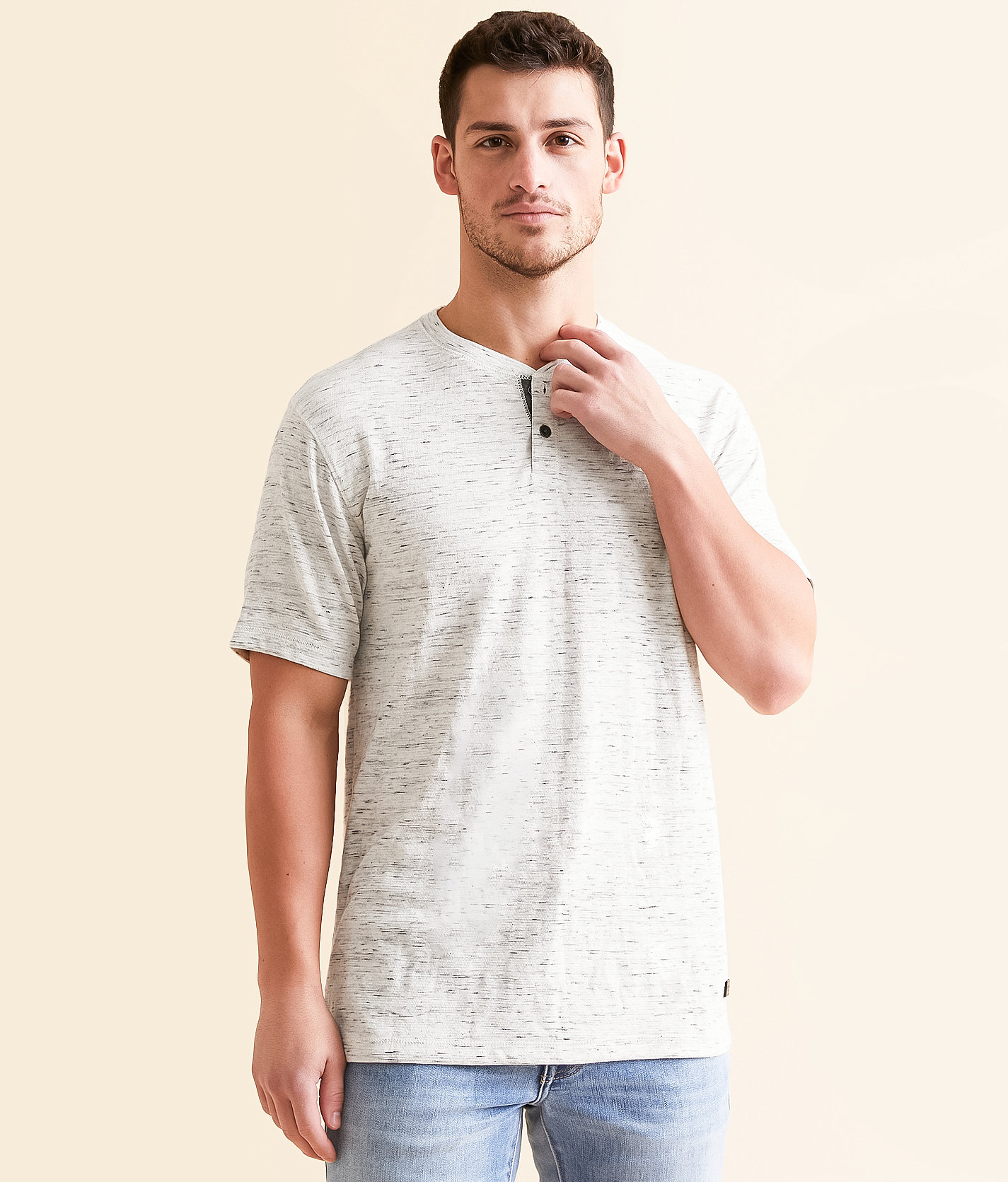 Outpost Makers Slub Knit Henley - Men's T-Shirts in White Black