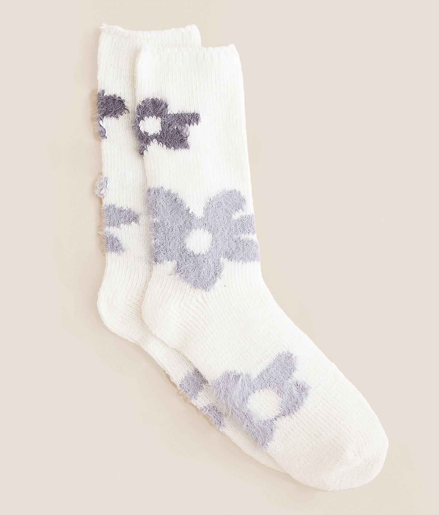 BKE Floral Boot Socks - Women's Socks in White Blue
