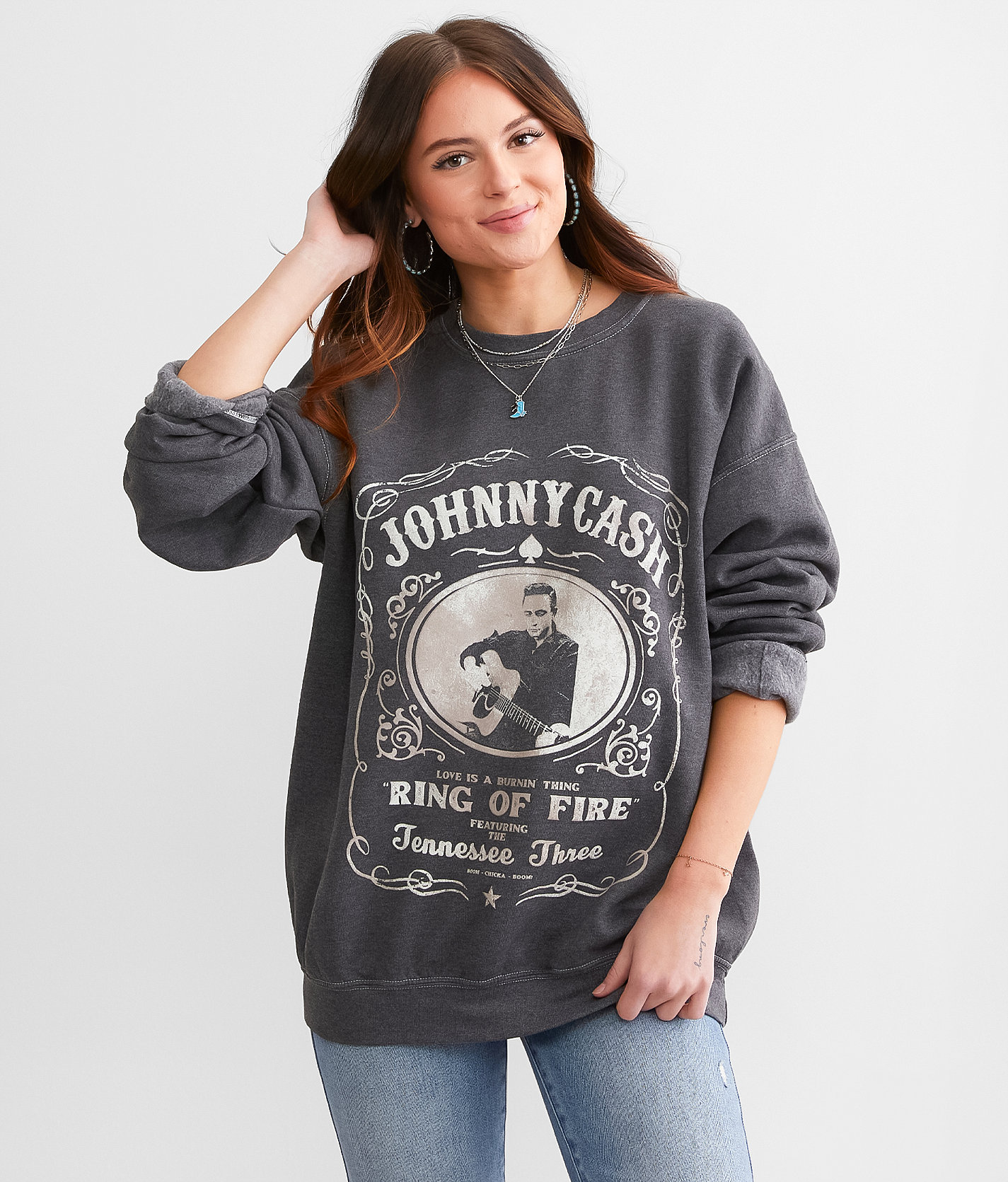 Merch Traffic Johnny Cash Tennessee Three Band Pullover - Women's Sweatshirts in Black