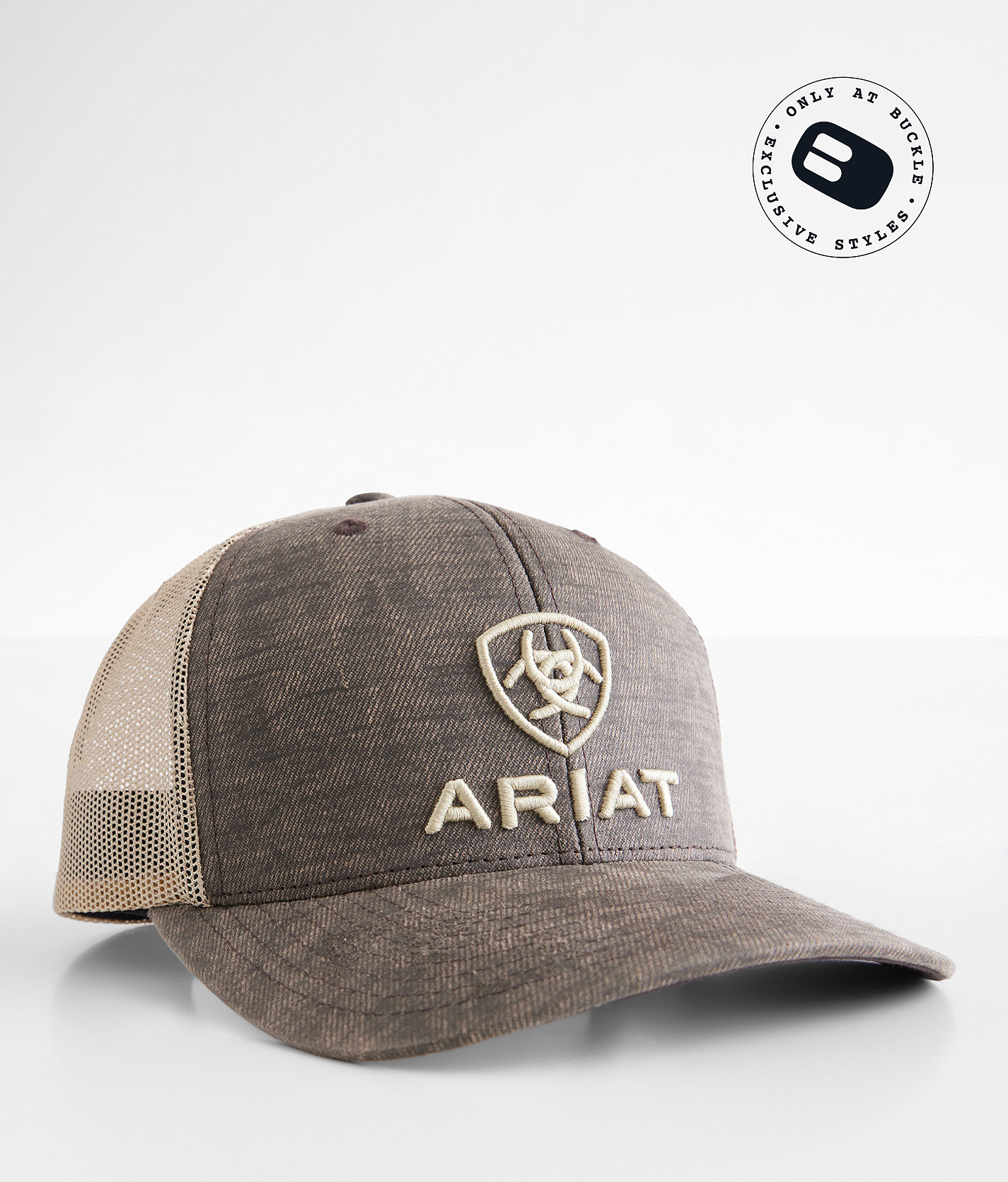 Ariat Washed Denim Trucker Hat - Men's Hats in Brown