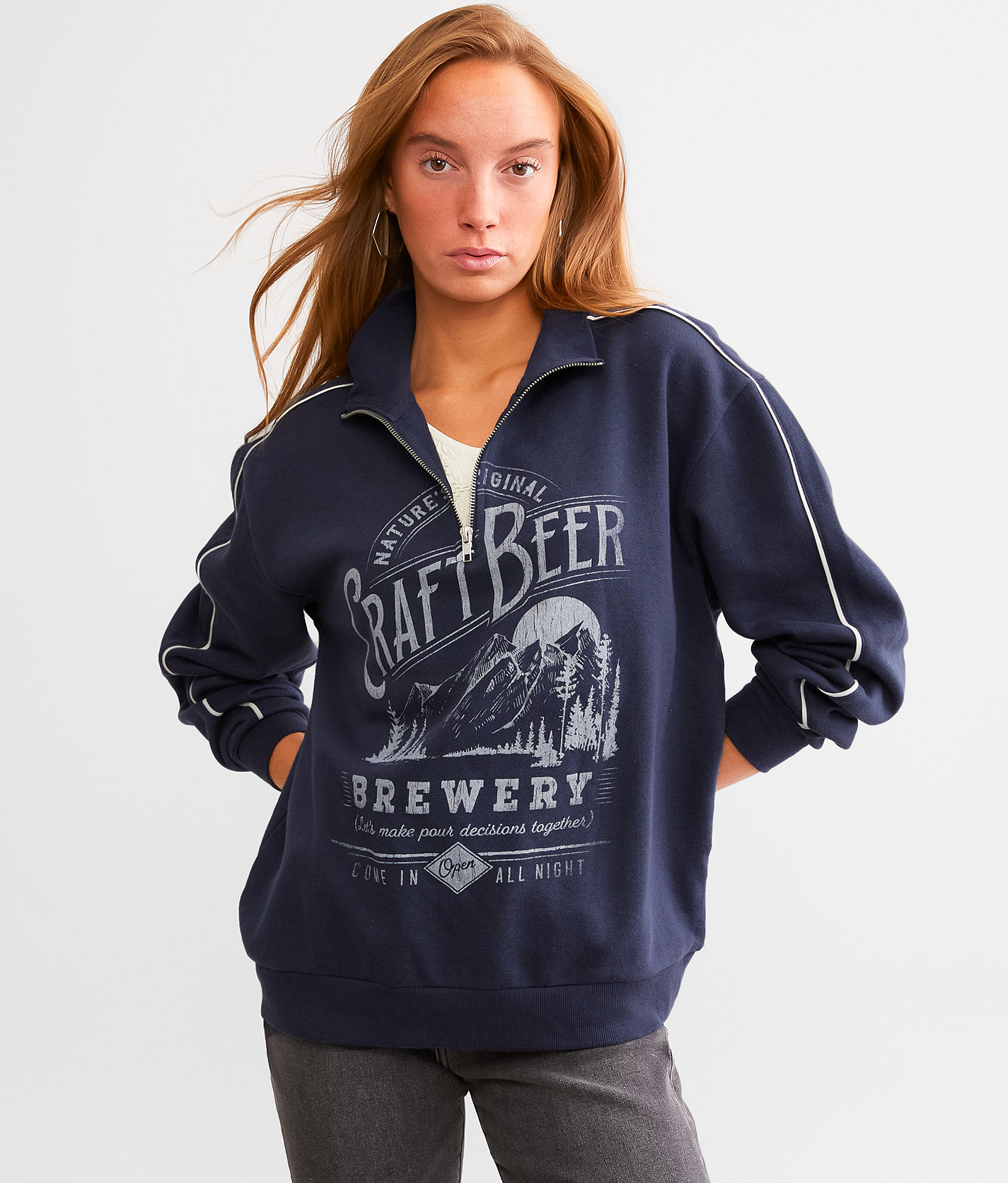 Modish Rebel Craft Beer Brewery Pullover - Women's Sweatshirts in Mood Indigo