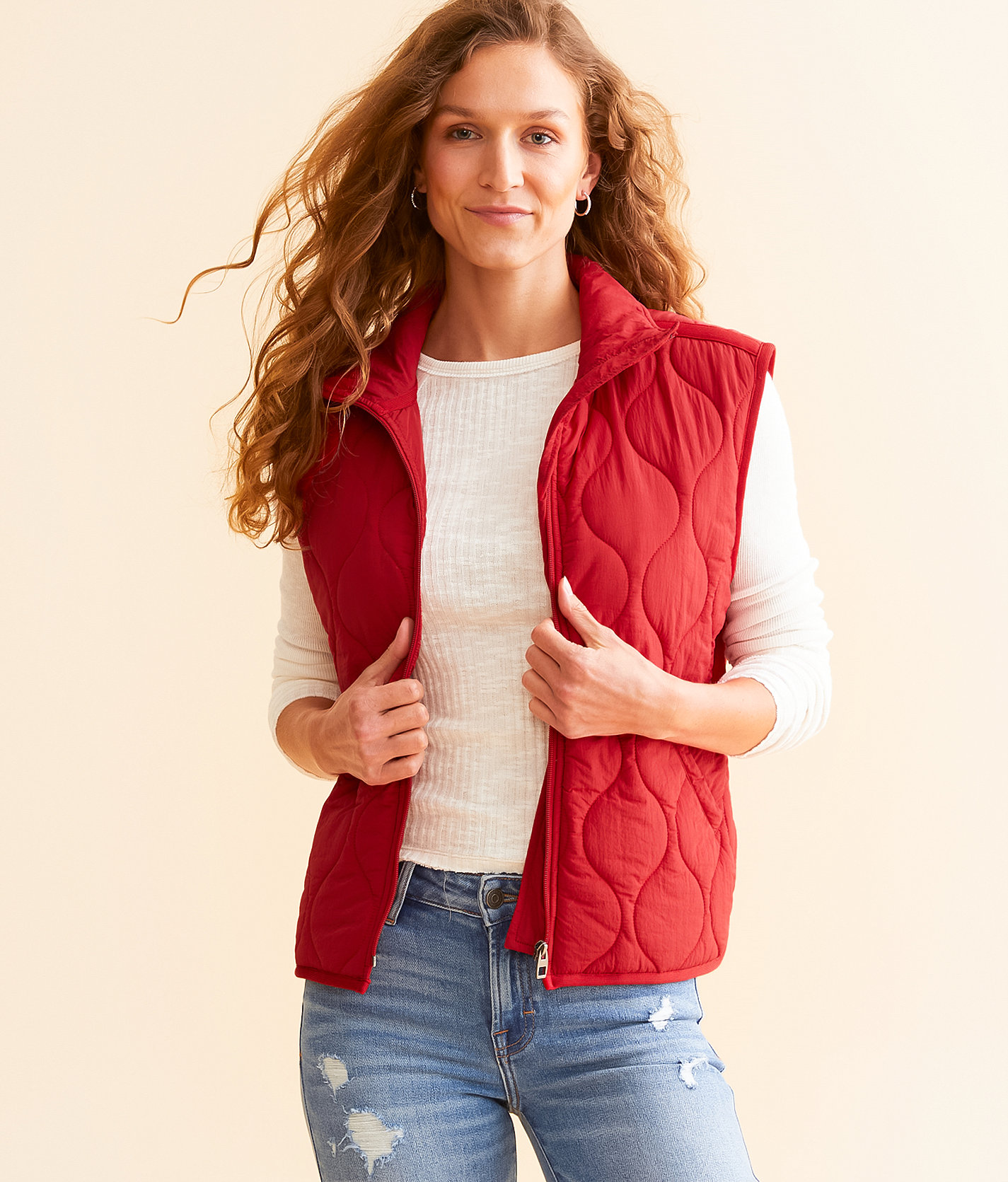 Open SZN Quilted Nylon Vest - Women's Coats & Jackets in Chili Pepper