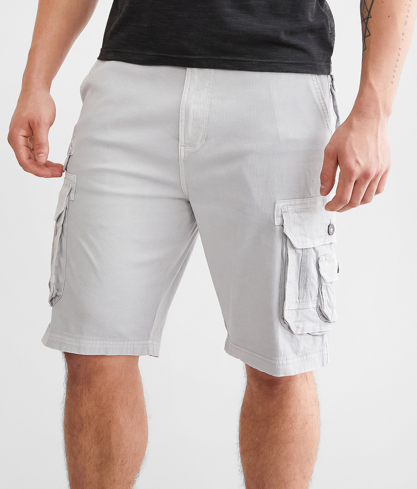 BKE Joshua Cargo Stretch Short - Men's Shorts in Light Grey