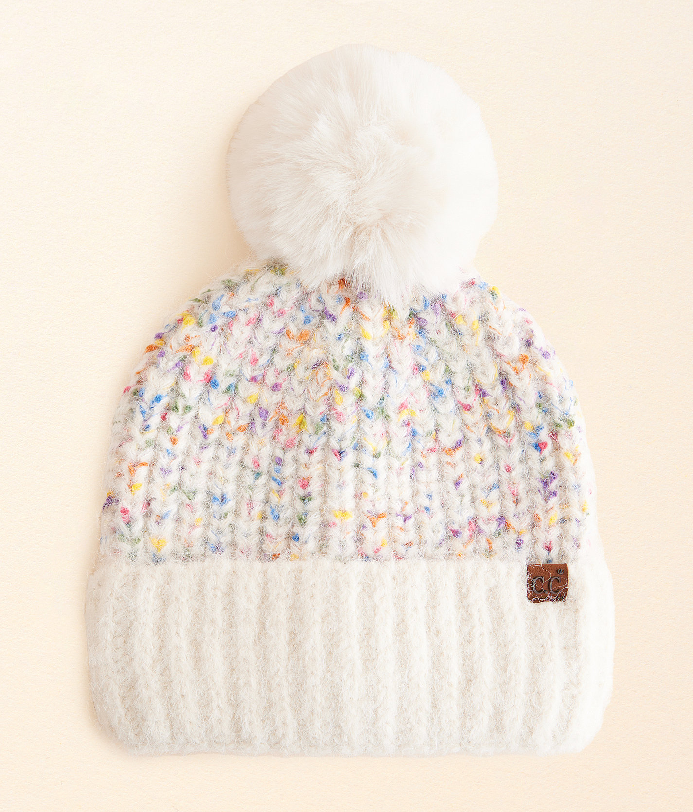C.C® Confetti Pom Beanie - Women's Hats in Oatmeal