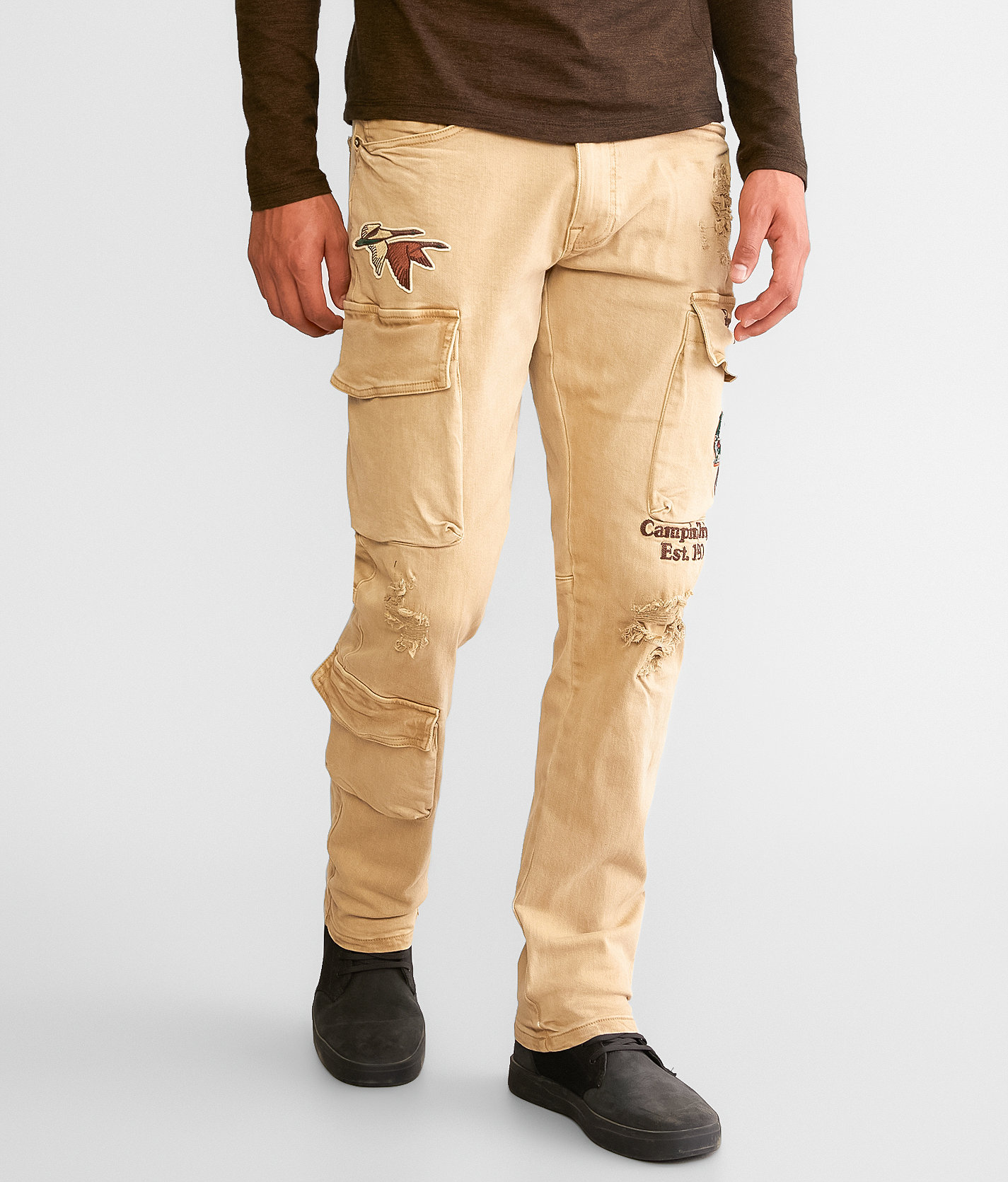 Smoke Rise® Slim Taper Cargo Stretch Jean - Men's Jeans in Khaki