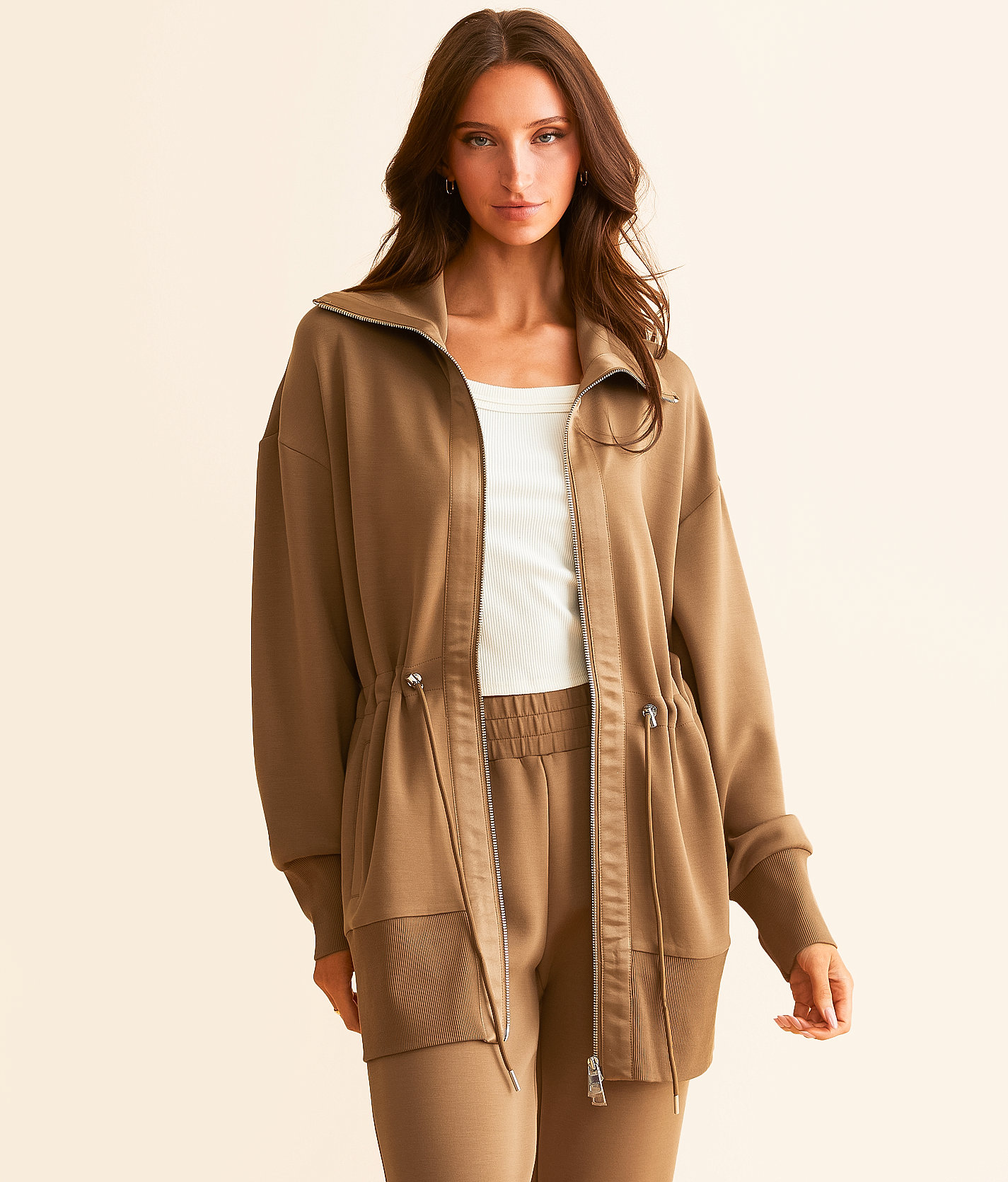 Varley Ridgefield Longline Jacket - Women's Activewear in Golden Bronze