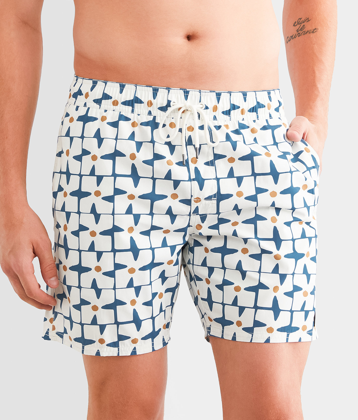 RVCA Perry Stretch Swim Trunks - Men's Swimwear in Cool Blue