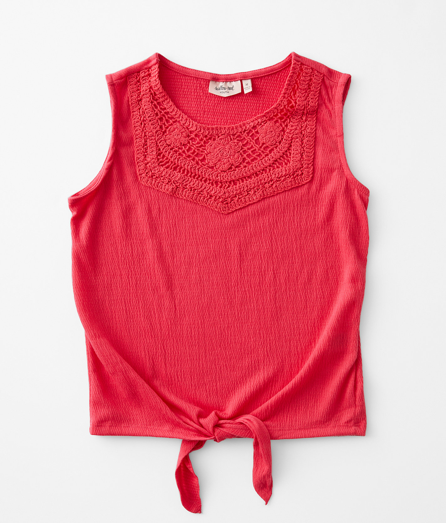 Girls - Willow & Root Crochet Applique Tank Top - Girl's Tank Tops in Azalea