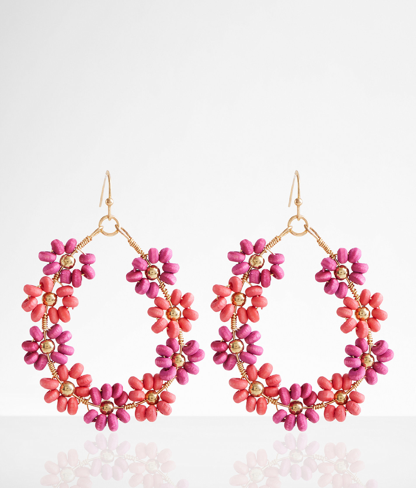 boutique by BKE Flower Bead Earring - Women's Jewelry in Gold Pink Multi