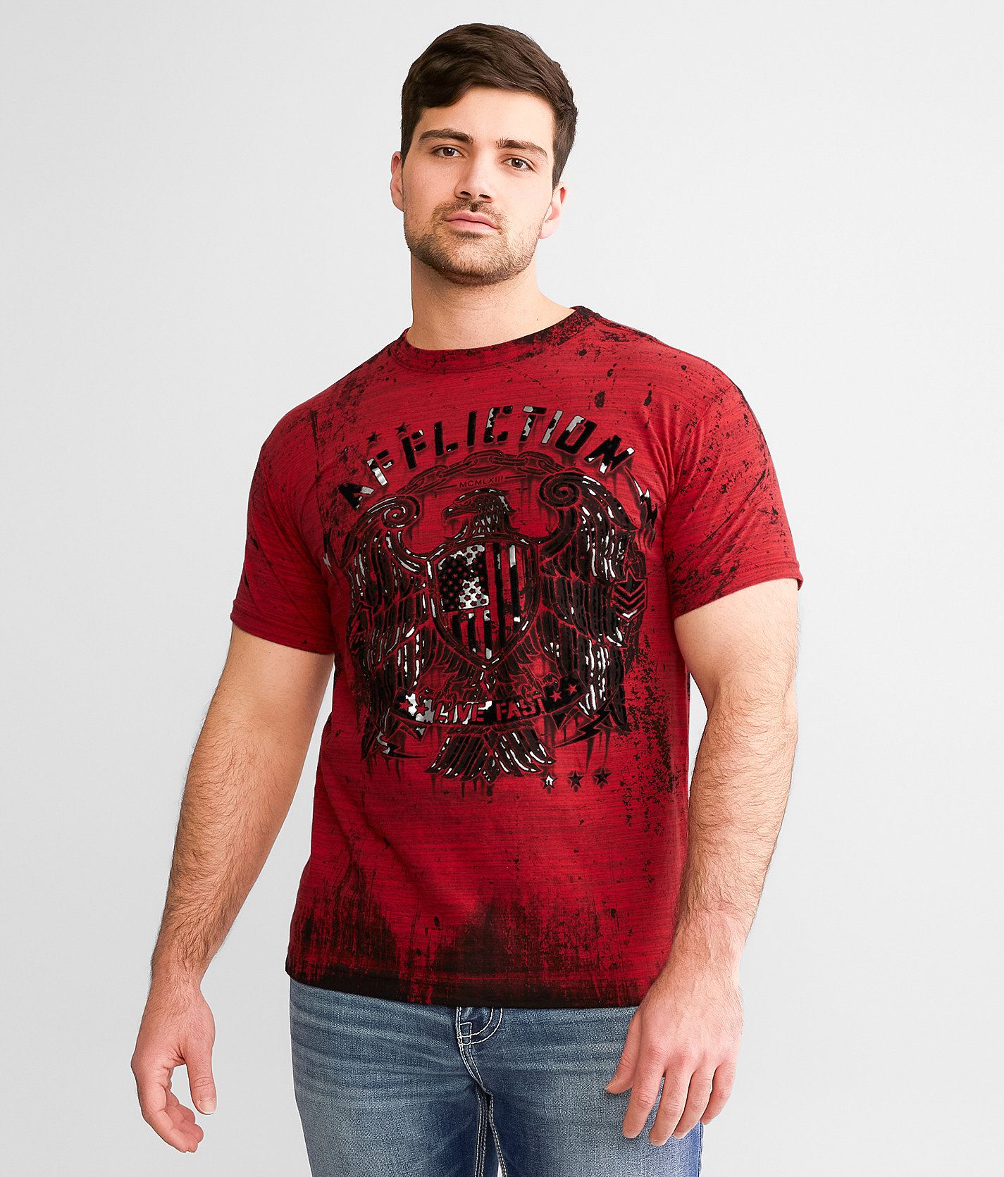 Affliction Vintage Warfare T-Shirt - Men's T-Shirts in Cherry