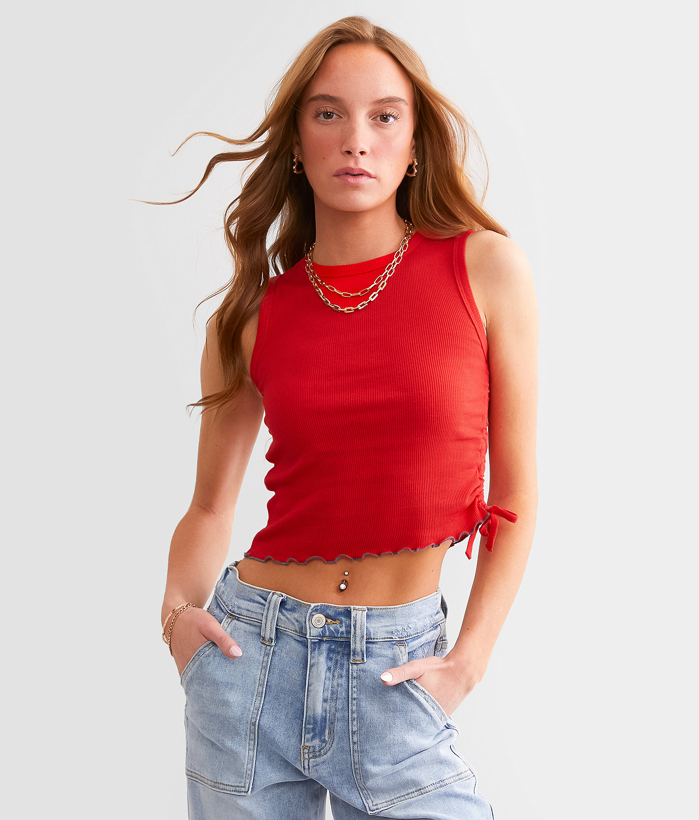 FITZ + EDDI Cinch Tie Tank Top - Women's Tank Tops in Red