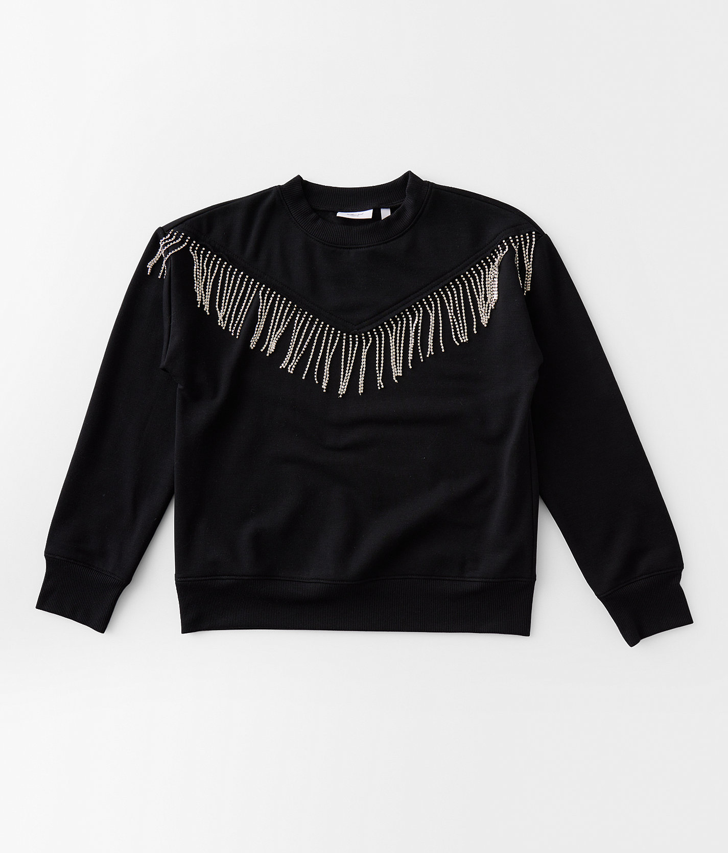 Girls - Willow & Root Rhinestone Fringe Pullover - Girl's Sweatshirts in Black
