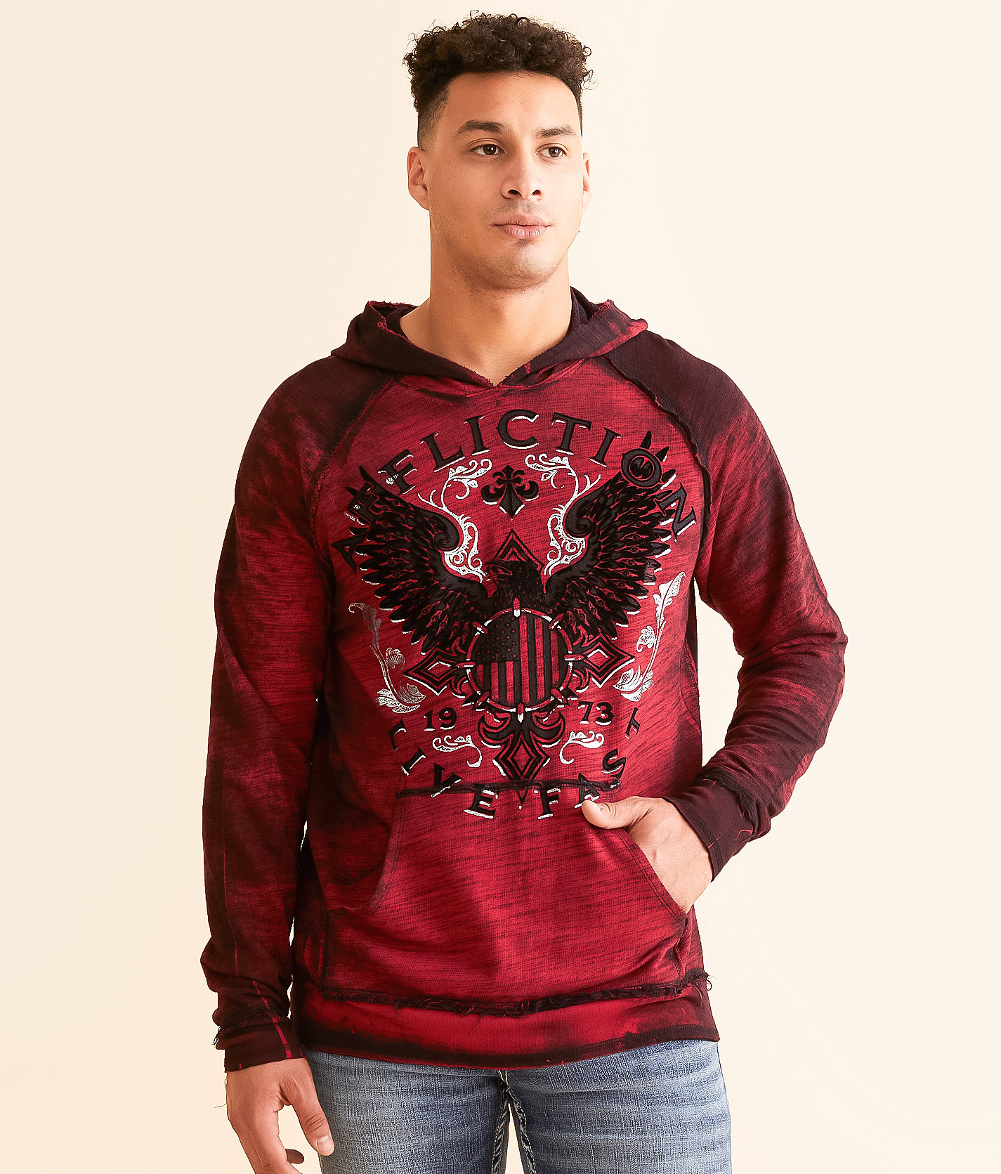 Affliction Discovery Reversible Hoodie - Men's Sweatshirts in Lollipop Black