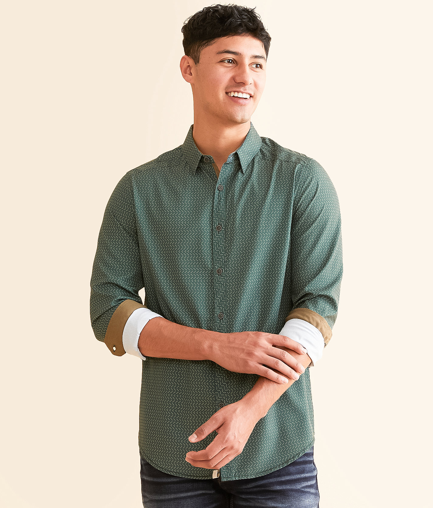 J.B. Holt Zig Zag Standard Performance Stretch Shirt - Men's Shirts in Dark Olive