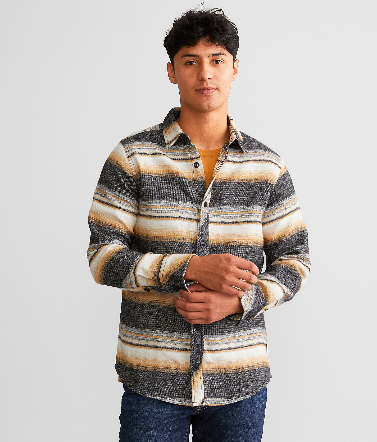 Departwest Striped Flannel Shirt - Men's Shirts in Bone Brown Hummus