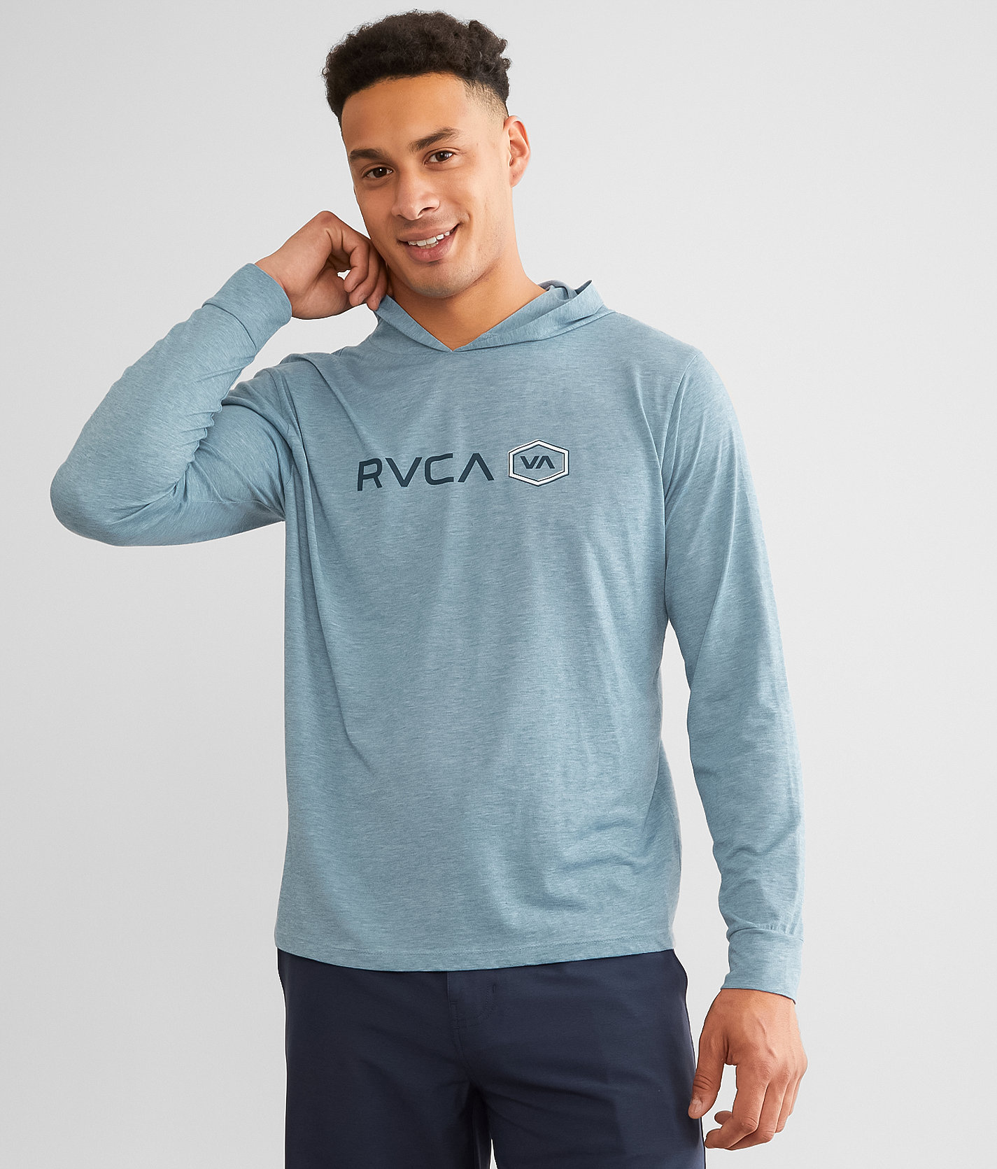RVCA Air Hex Sport Hoodie - Men's Sweatshirts in Majolica Blue Heather
