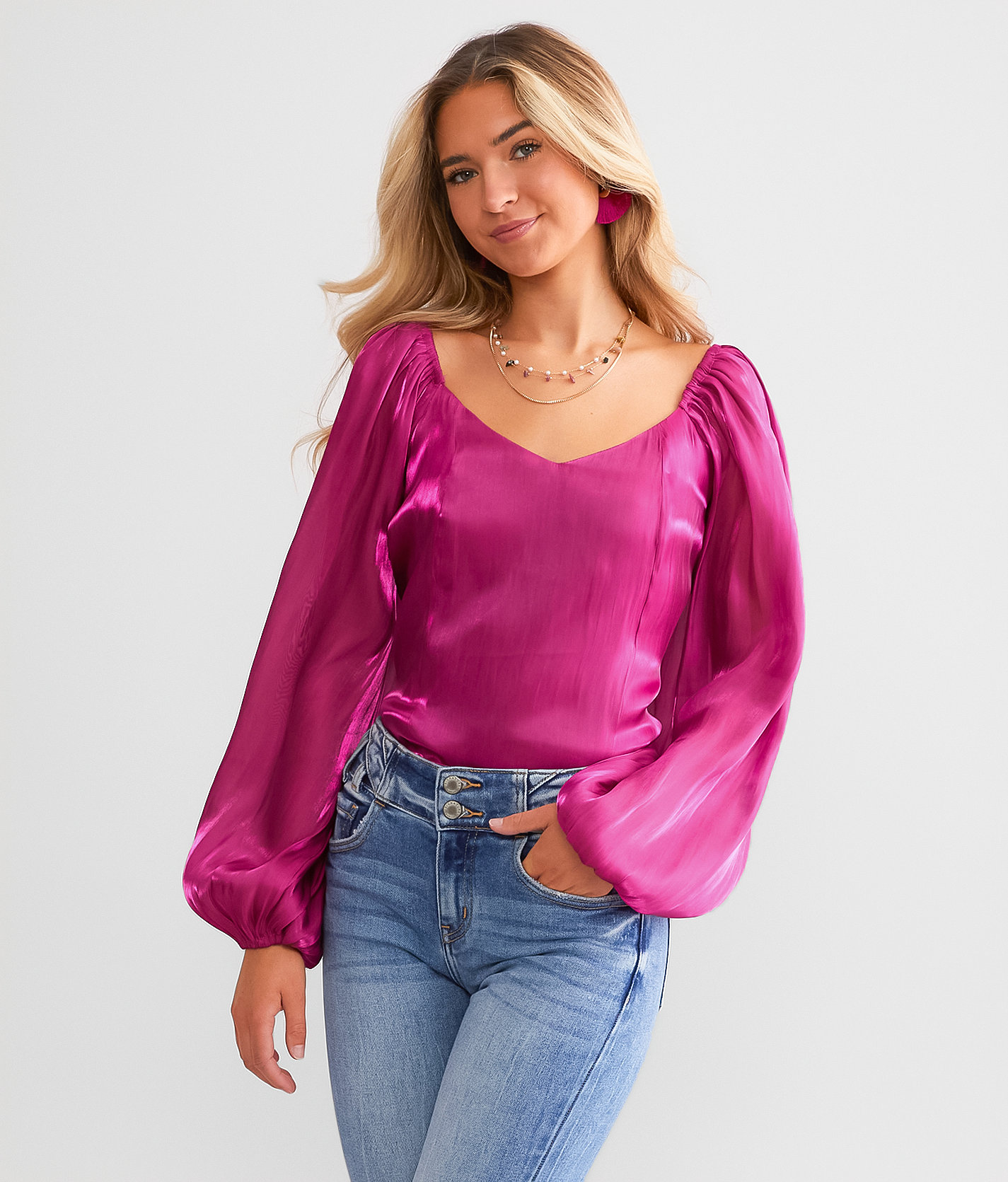Willow & Root Metallic Sweetheart Top - Women's Shirts & Blouses in Cactus Flower