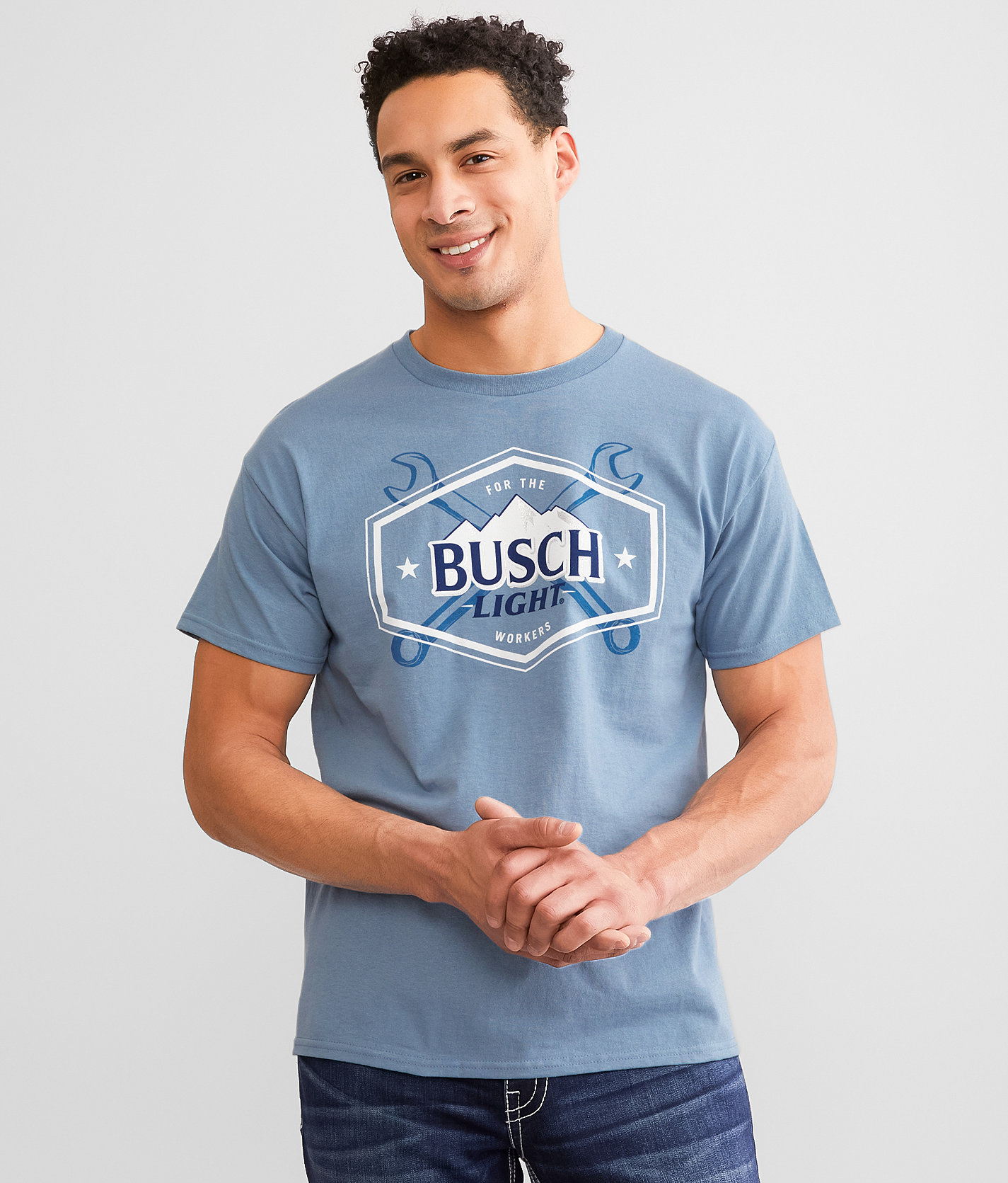 Brew City Busch Light® Blue Collar T-Shirt - Men's T-Shirts in Stone Blue