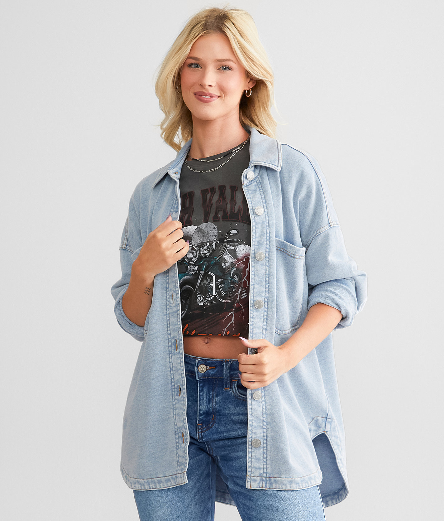 Z Supply All Day Knit Denim Shirt - Women's Shirts & Blouses in Washed Indigo