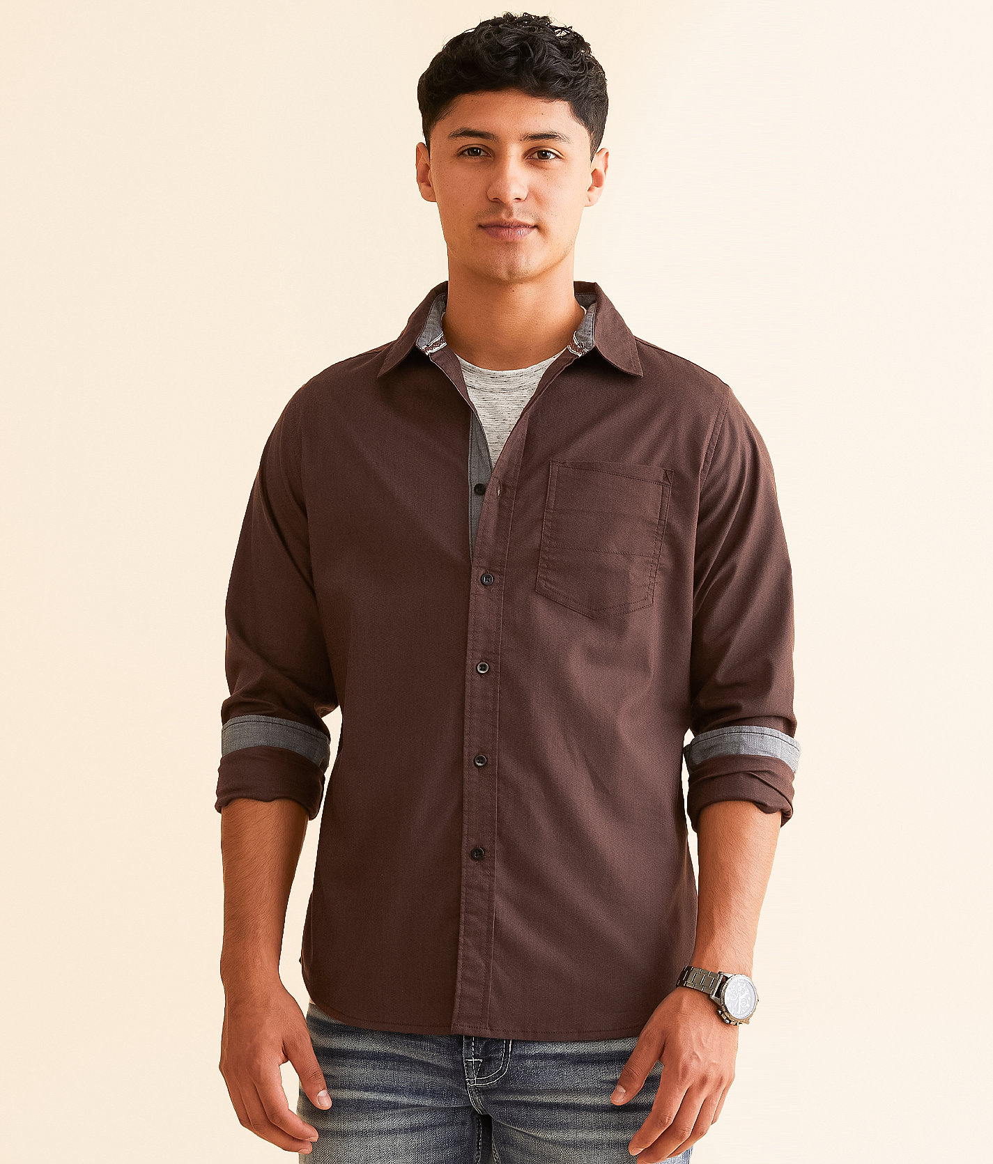 Departwest Oxford Standard Stretch Shirt - Men's Shirts in Cinnamon