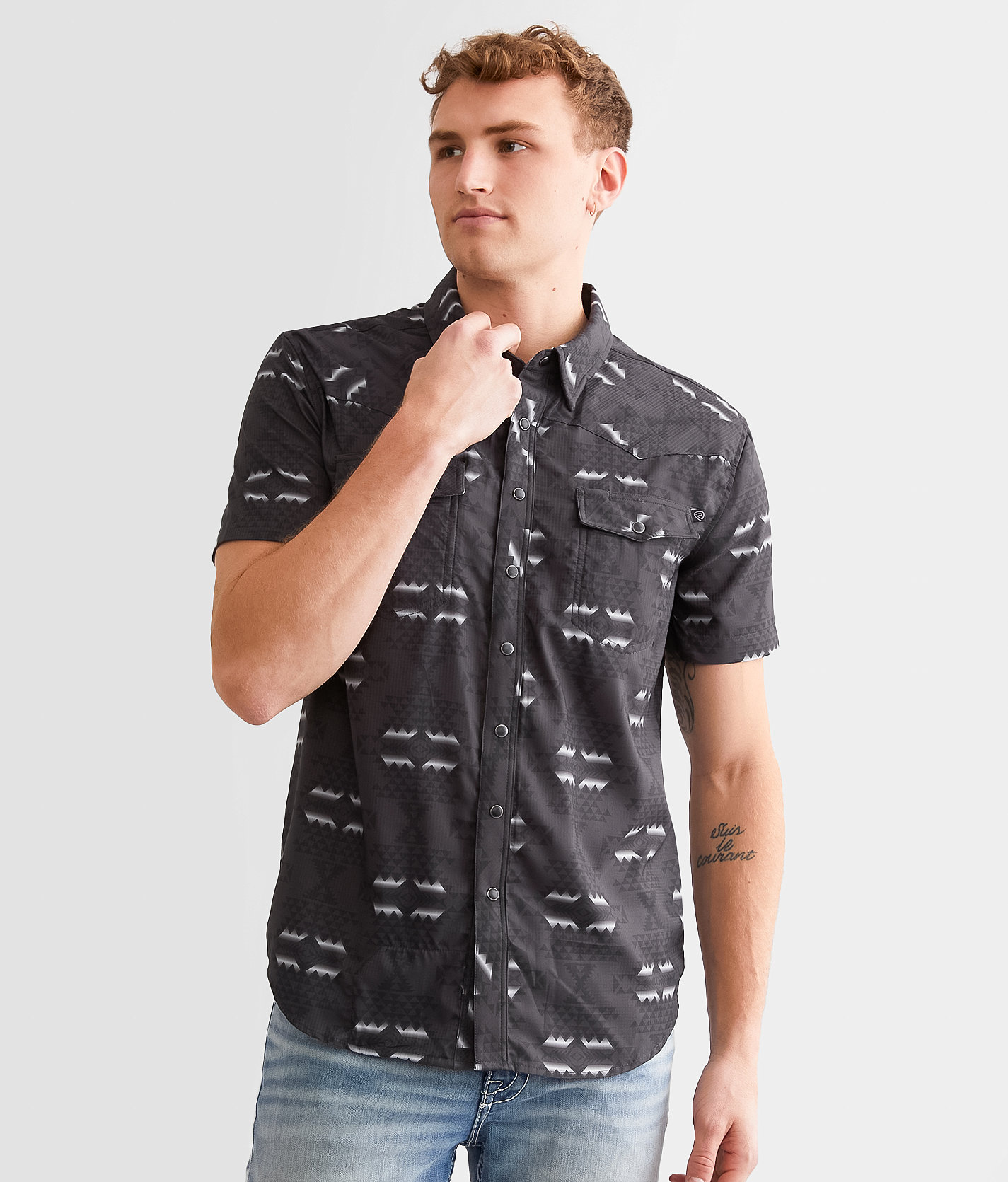Rock & Roll Denim Tek Aztec Shirt - Men's Shirts in Charcoal