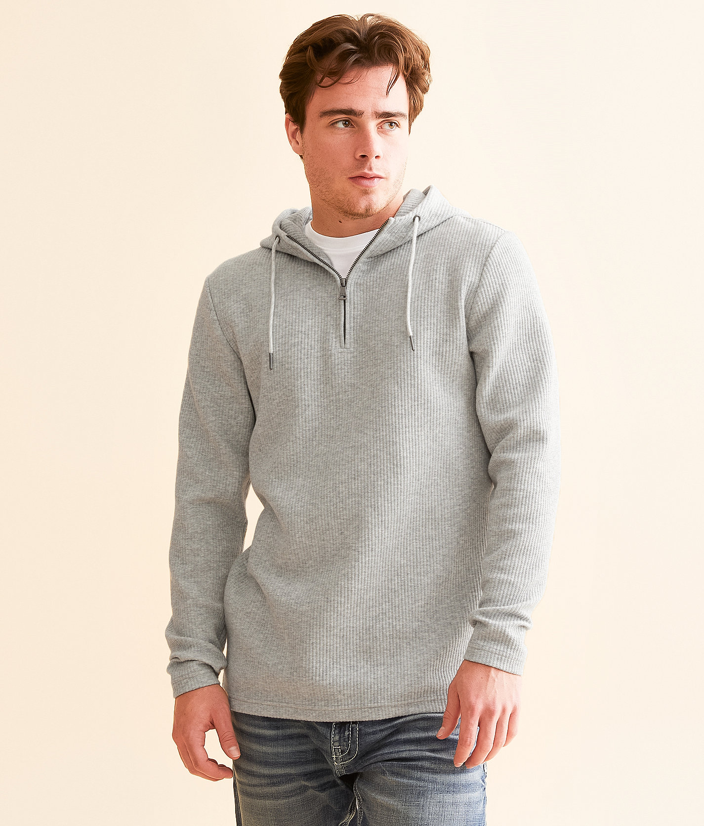 BKE Stoltz Quarter Zip Hoodie - Men's Sweatshirts in Grey