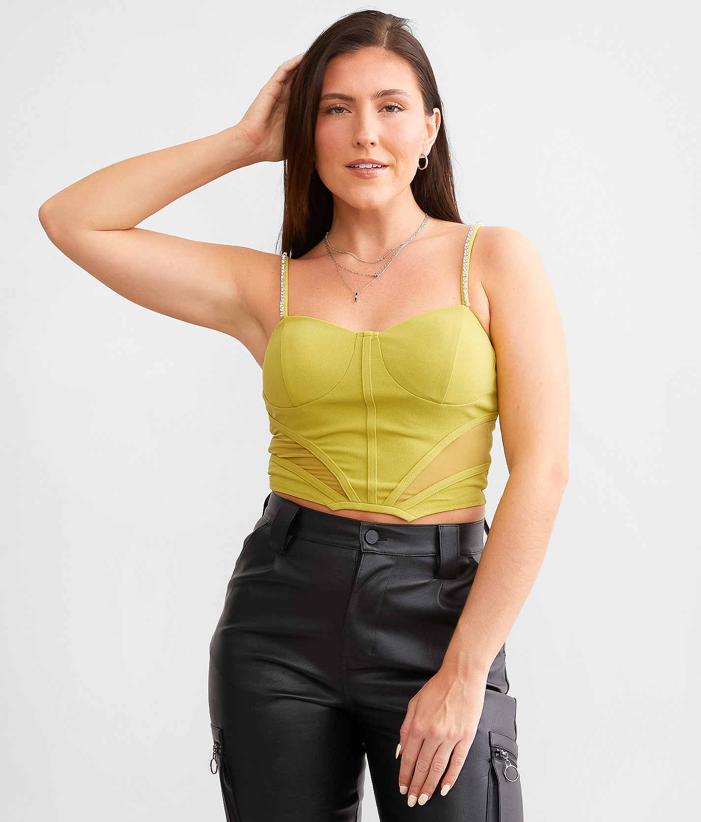 Willow & Root Rhinestone Corset Tank Top - Women's Tank Tops in Citronelle