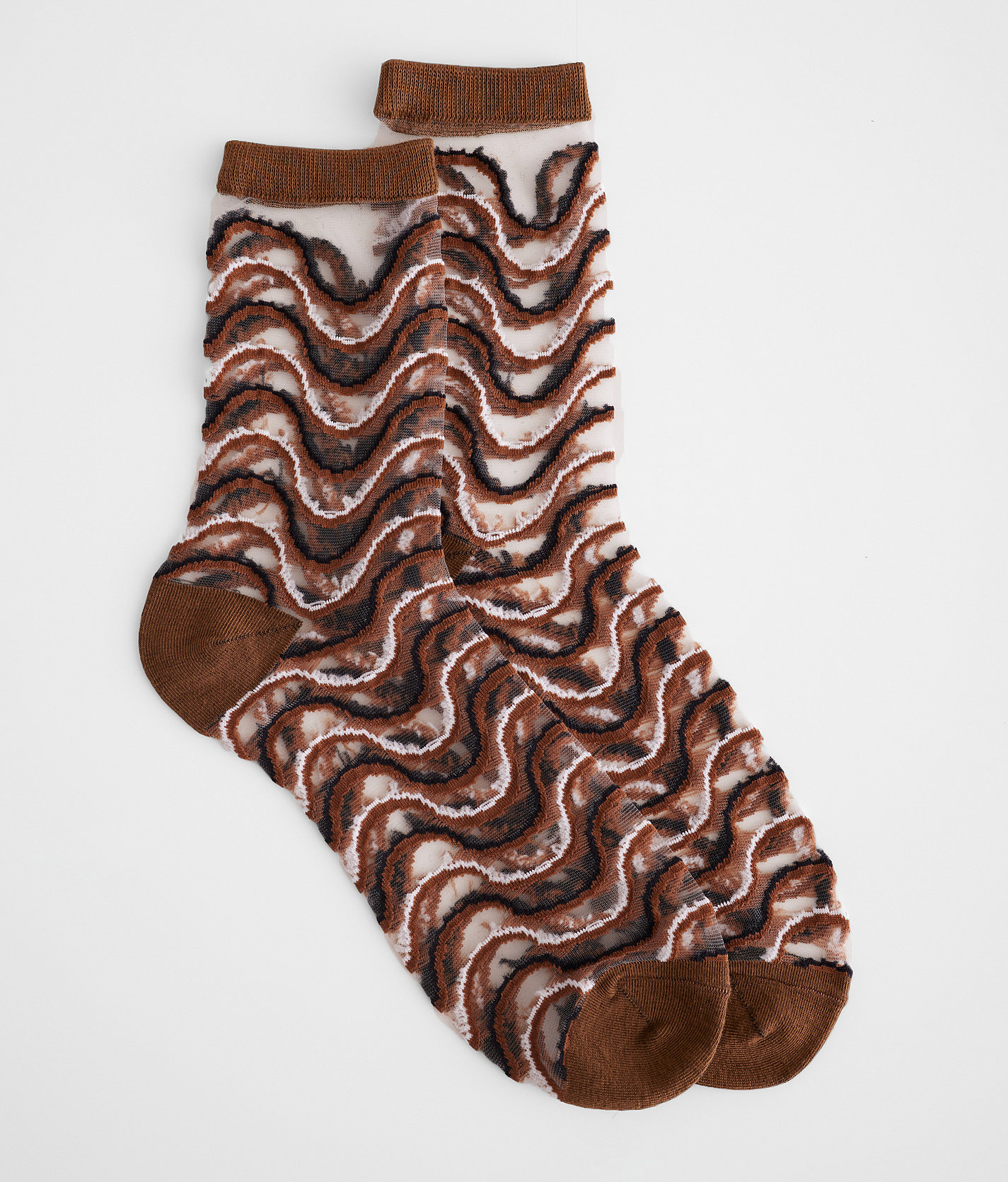 BKE Waves Mesh Socks - Women's Socks in Brown Sheer