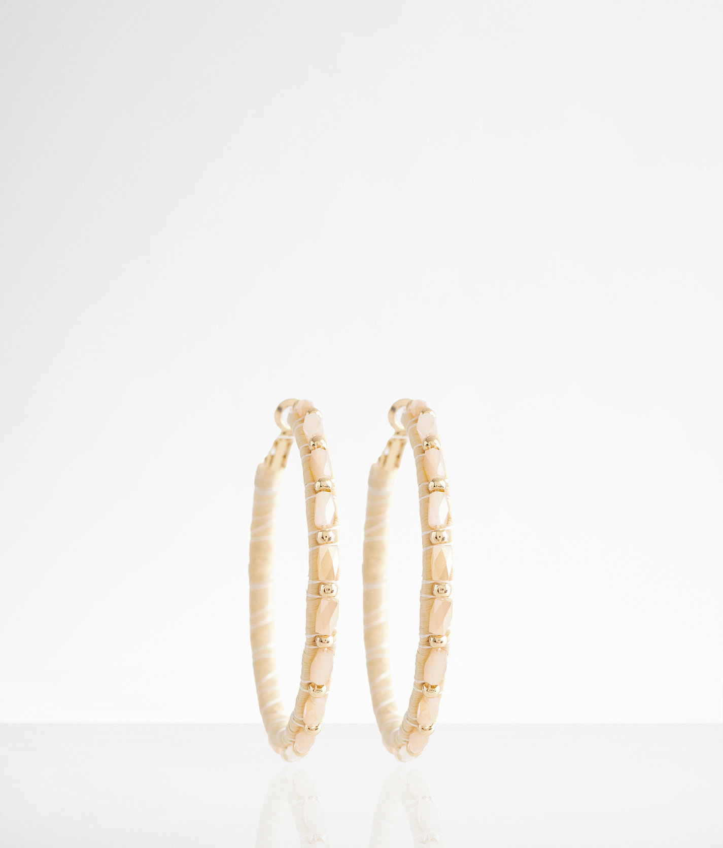 boutique by BKE Beaded Hoop Earring - Women's Jewelry in Gold Cream