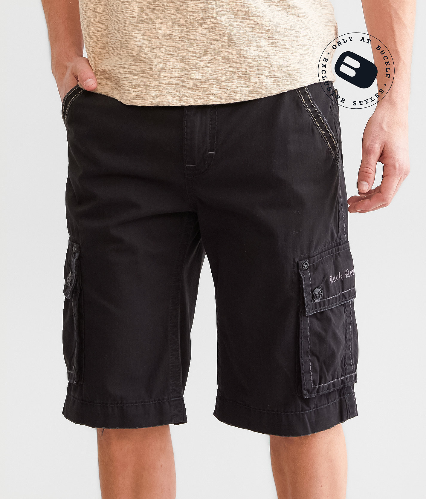 Rock Revival Classic Cargo Stretch Short - Men's Shorts in Black
