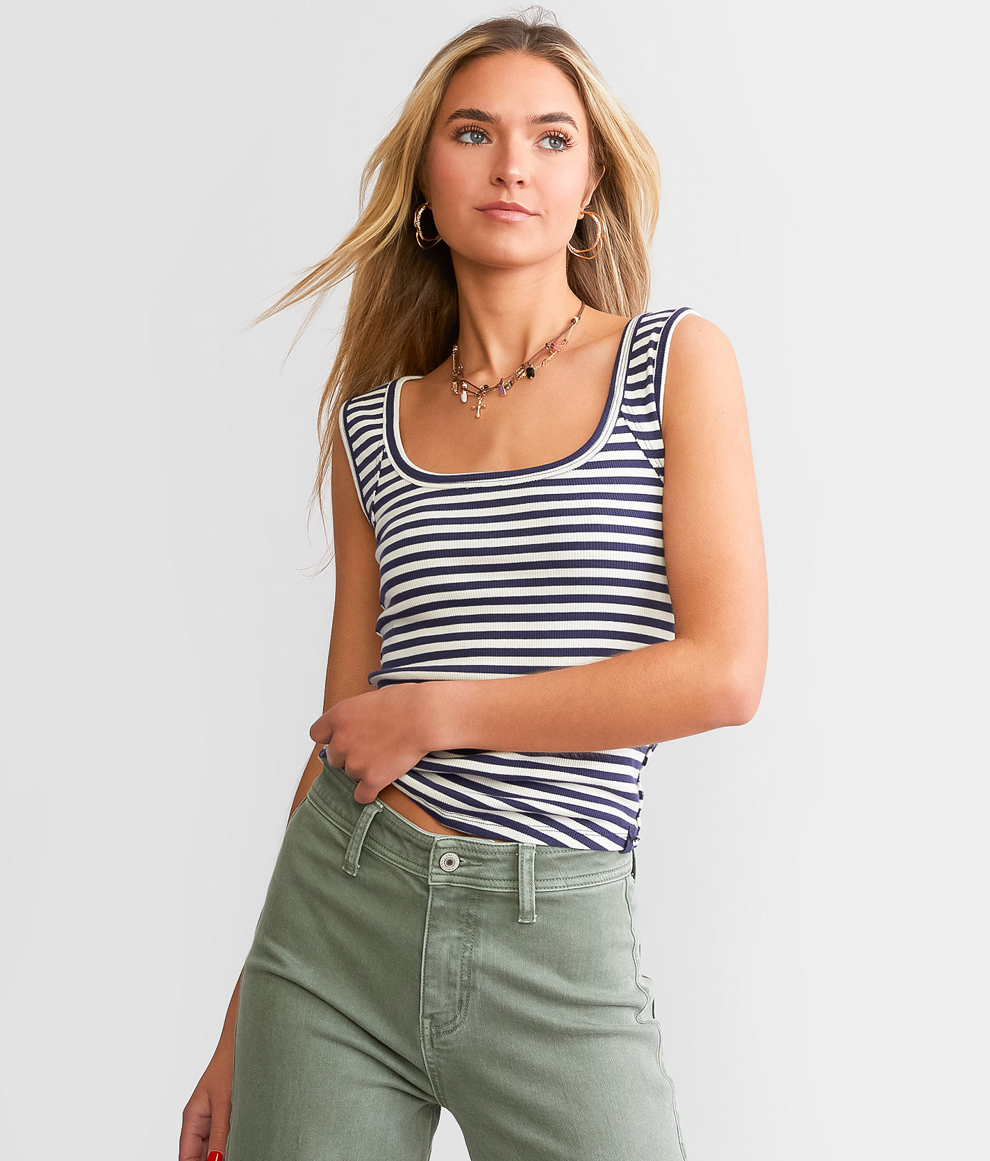 Free People Hummingbird Striped Tank Top - Women's Tank Tops in Indigo Combo