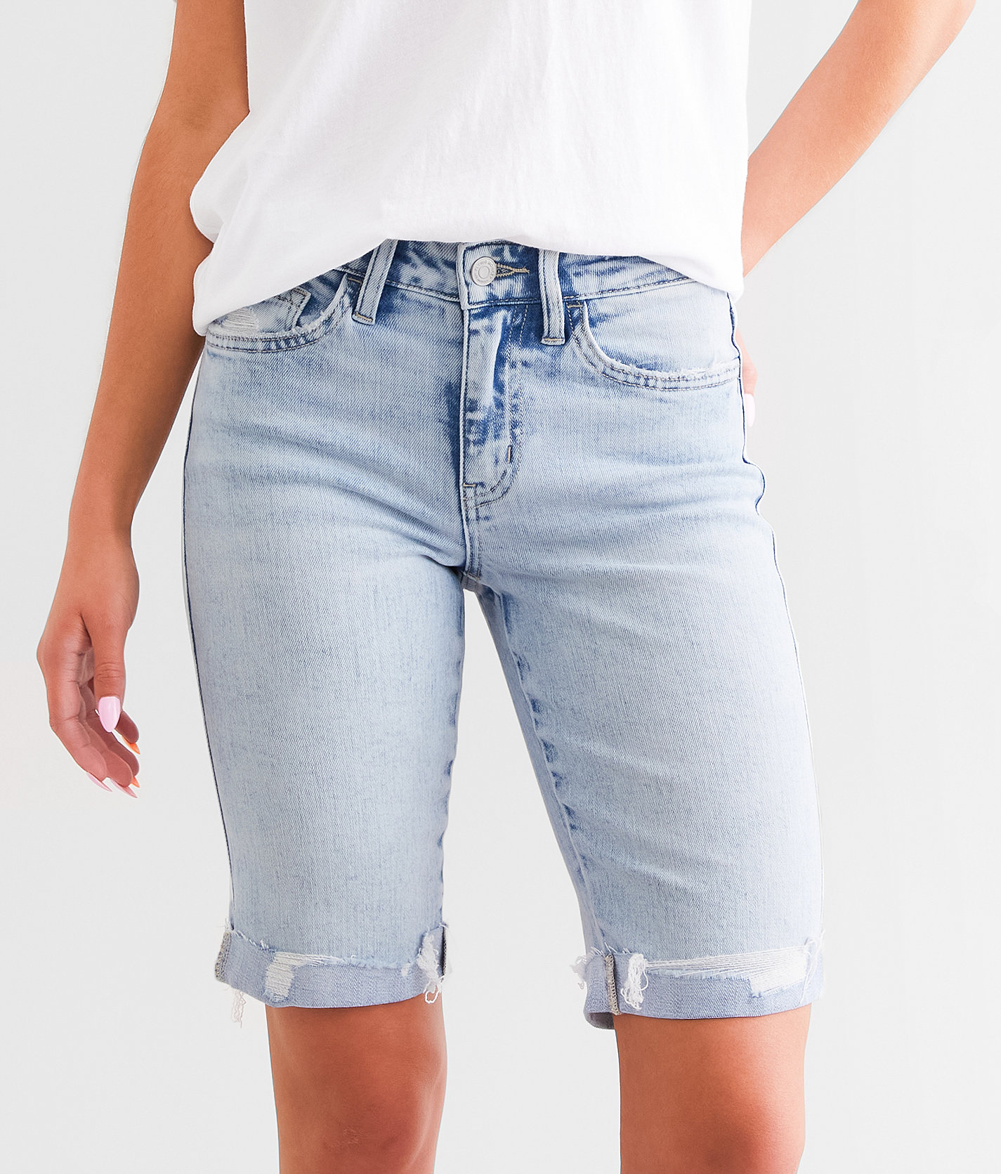 Flying Monkey Mid-Rise Bermuda Stretch Short - Women's Shorts in Blue Ice