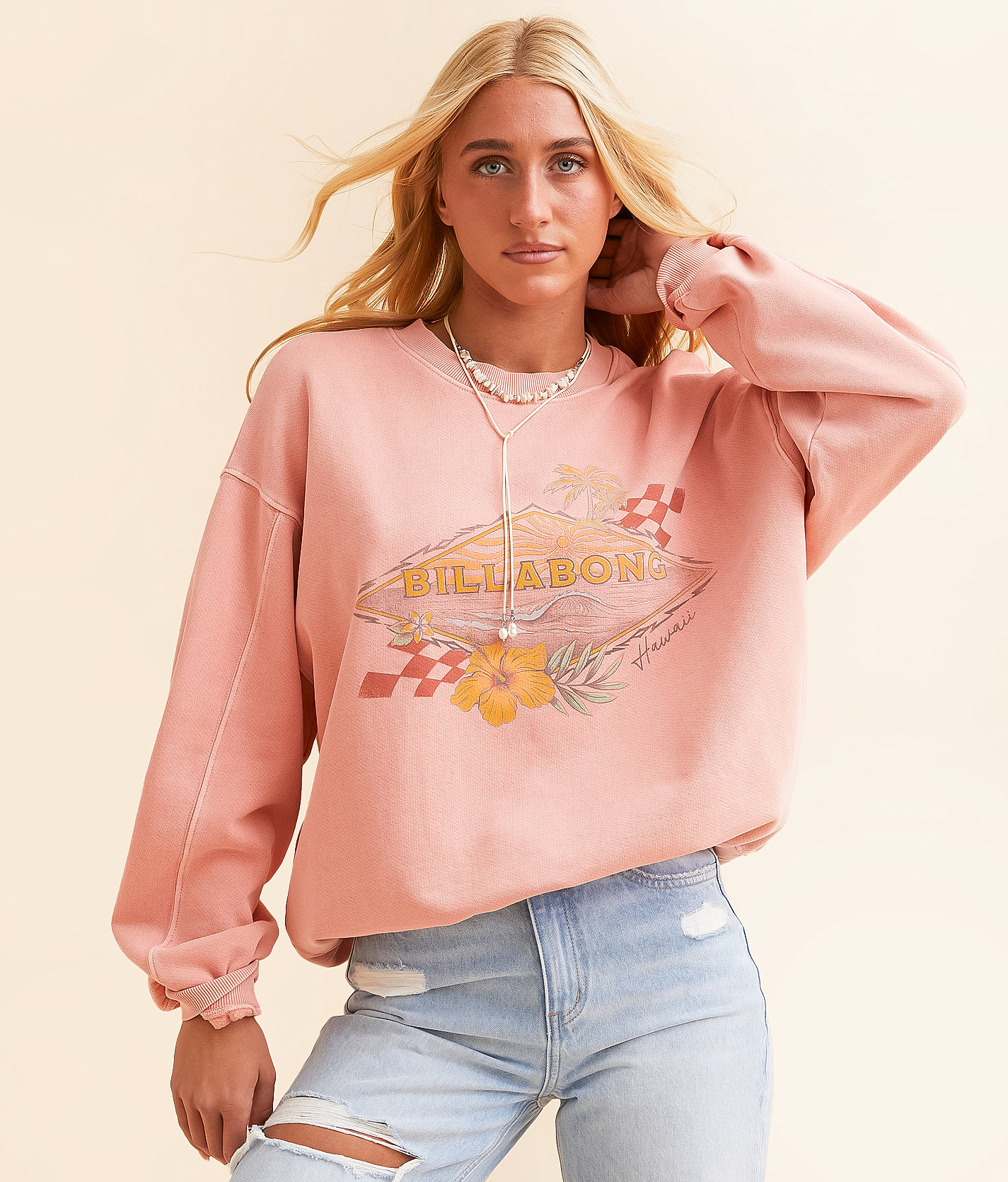 Billabong Twisties Kendal Oversized Pullover - Women's Sweatshirts in Peach Out