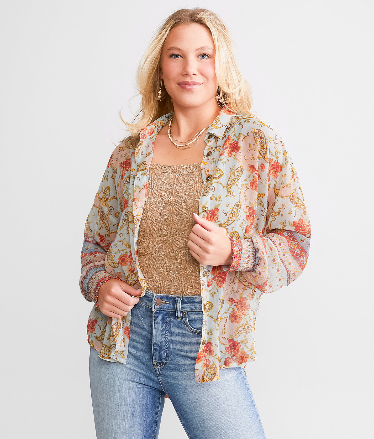 Daytrip Floral Paisley Chiffon Blouse - Women's Shirts & Blouses in Multi